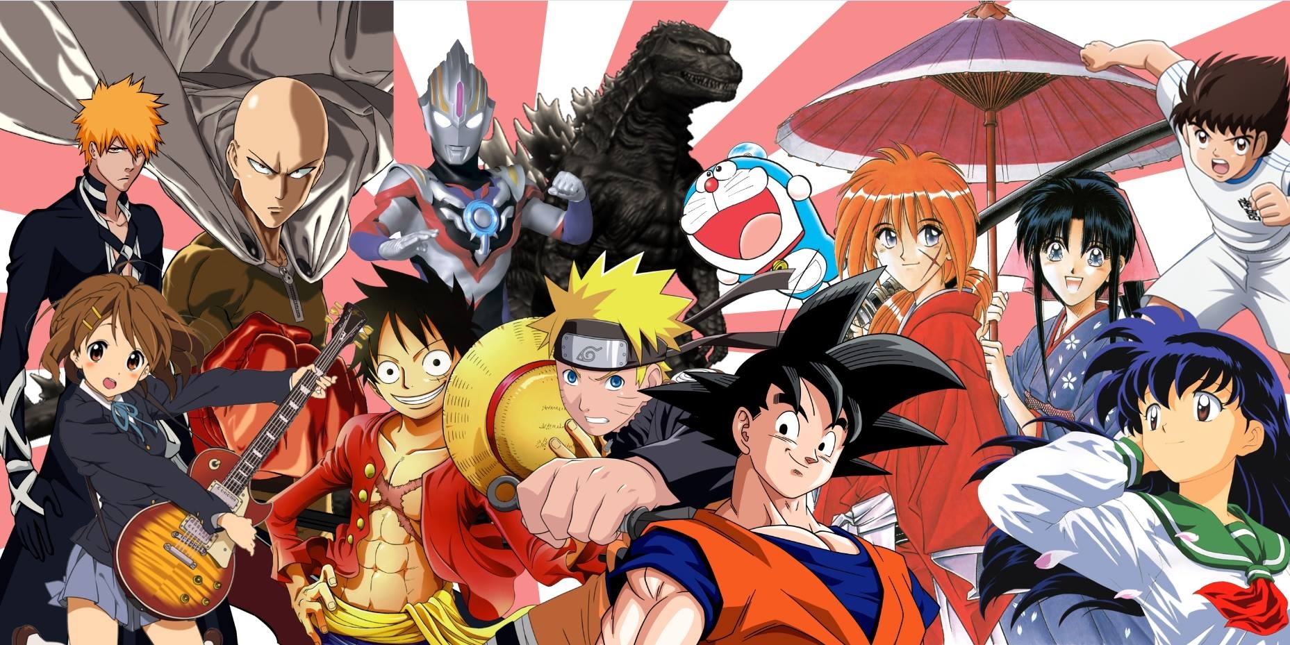 1860x930 Son Goku, Samurai X, Saitama, One Punch Man, Dragon Ball, Naruto, Dual Screen