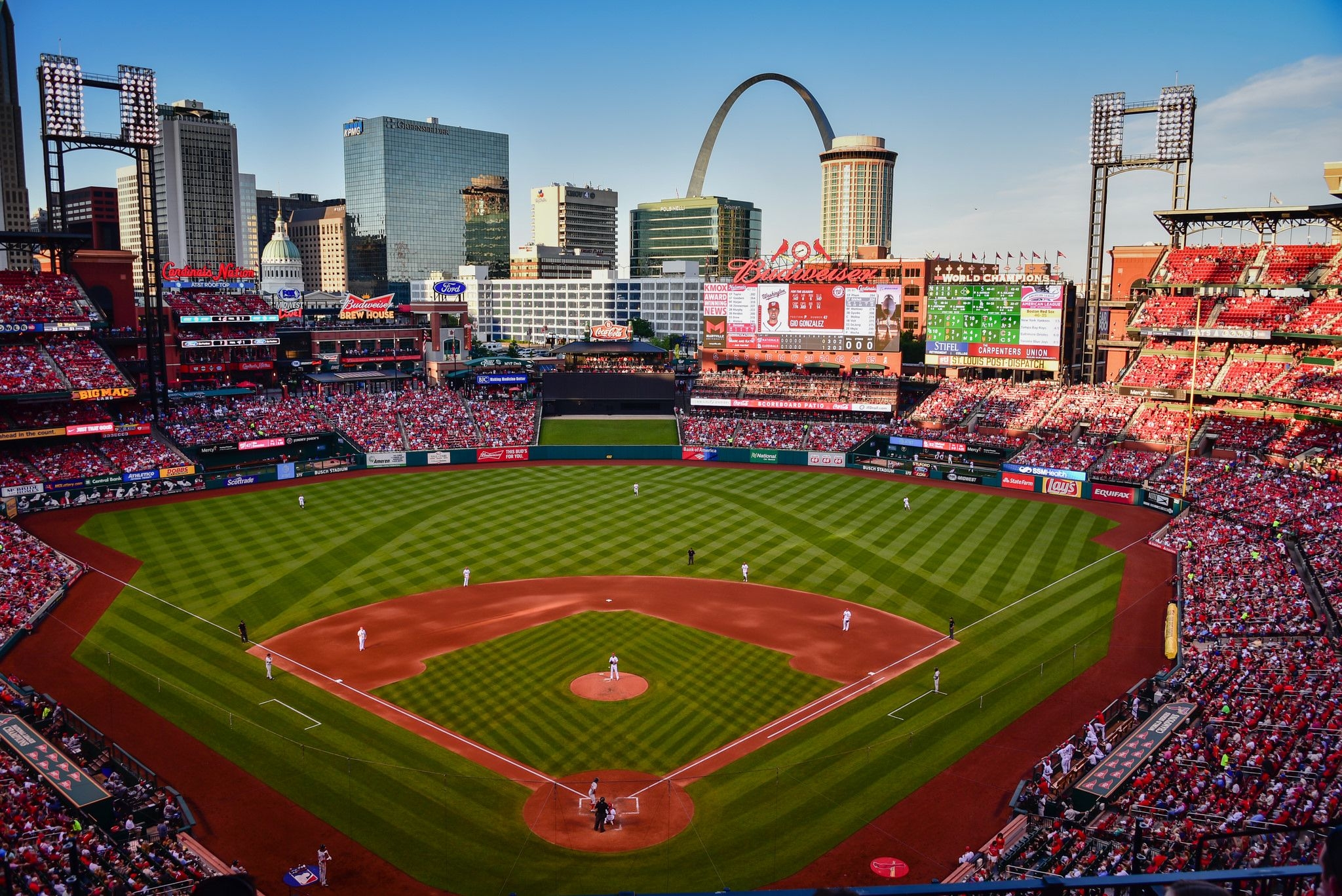 2050x1370 Saint Louis City Skyline viewed from Busch Stadium Louis Cardinals vs Washington Nationals. Louis MO. Busch stadium, St louis cardinals baseball, St louis cardinals, Desktop