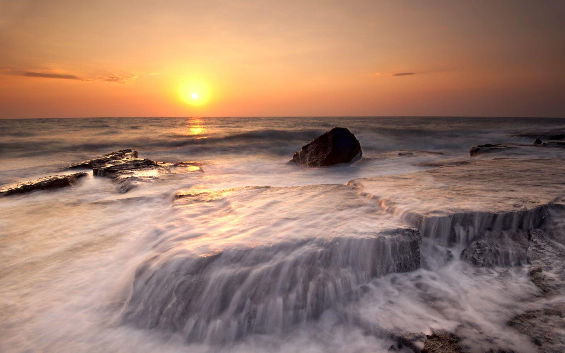 1920x1200 cyprus evening sun orange sunset sea coast beach cyprus night sun, Desktop