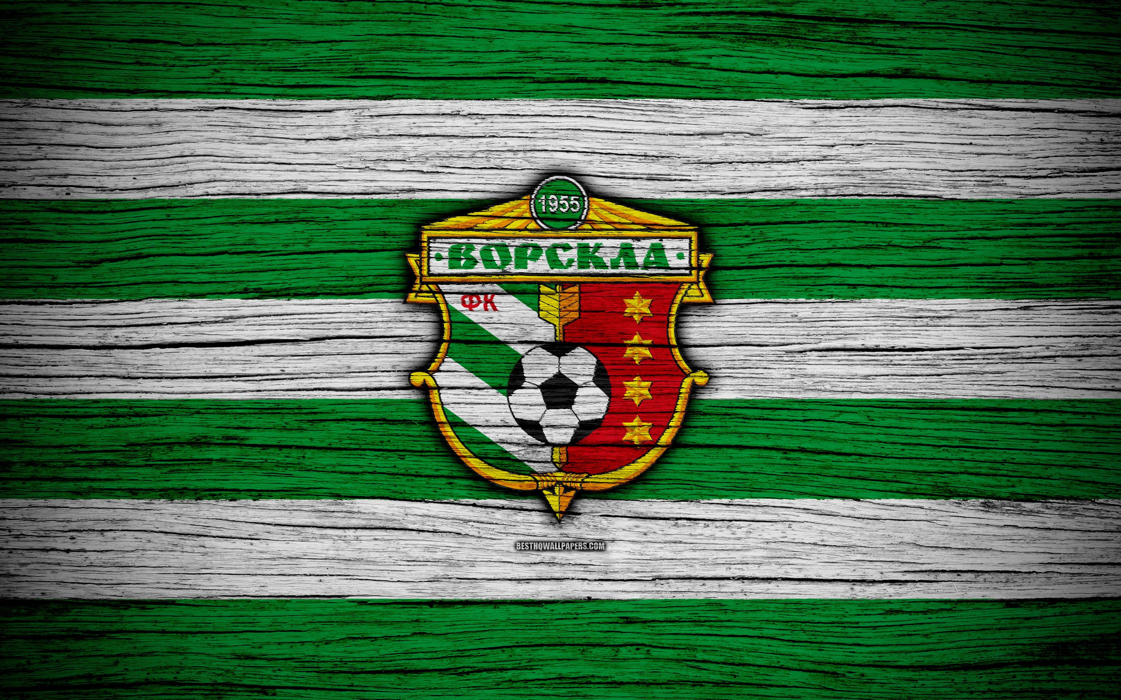 3840x2400 Download wallpaper Vorskla Poltava FC, 4k, UPL, logo, soccer, Desktop