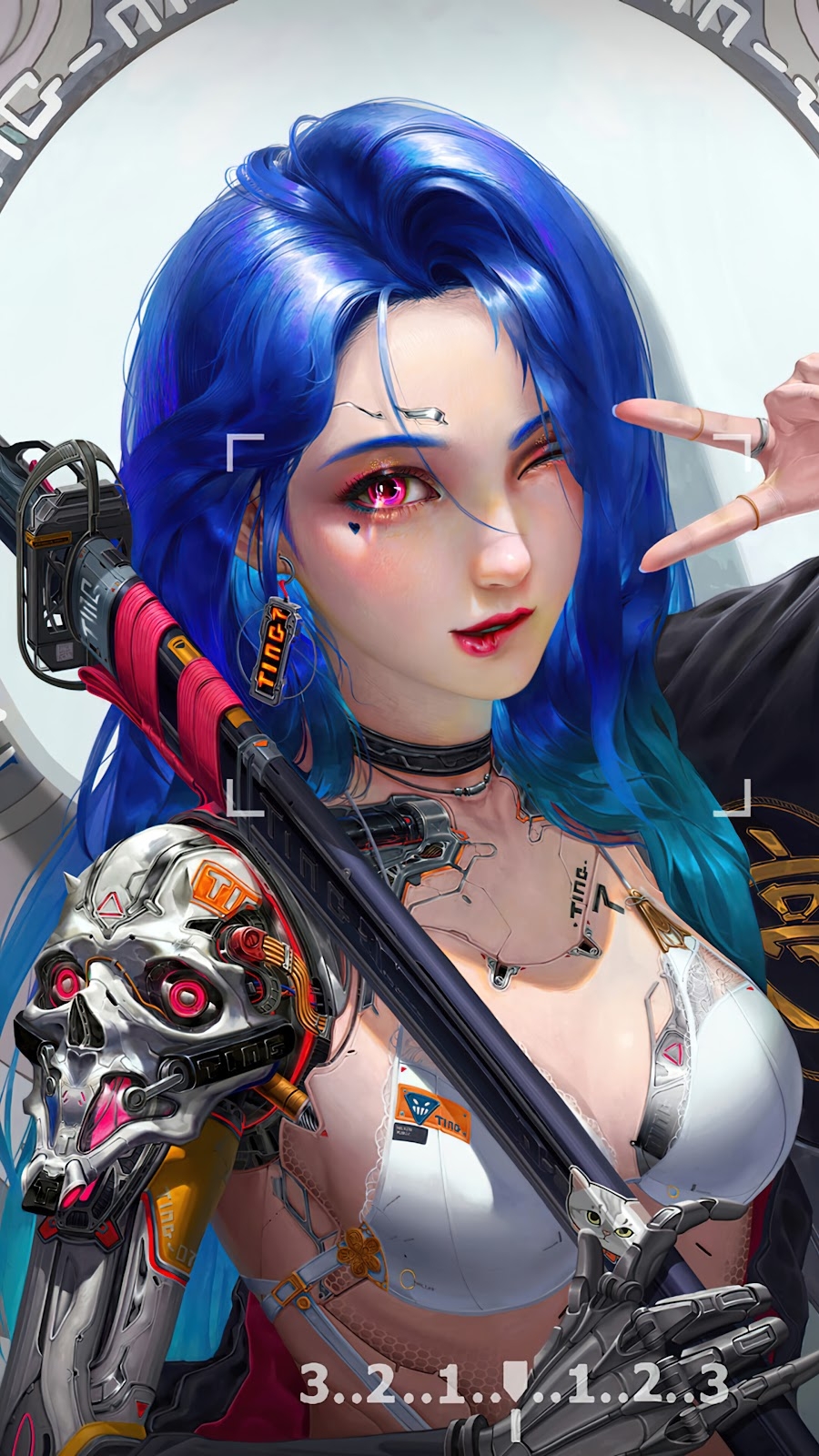 900x1600 Cyberpunk Girl Samurai 4K Mobile, Phone