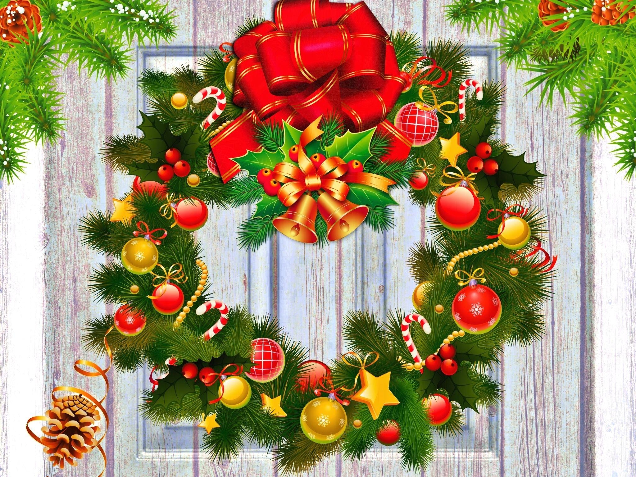 2050x1540 Christmas Wreath On Door Wallpaper, PC, Lap Christmas, Desktop