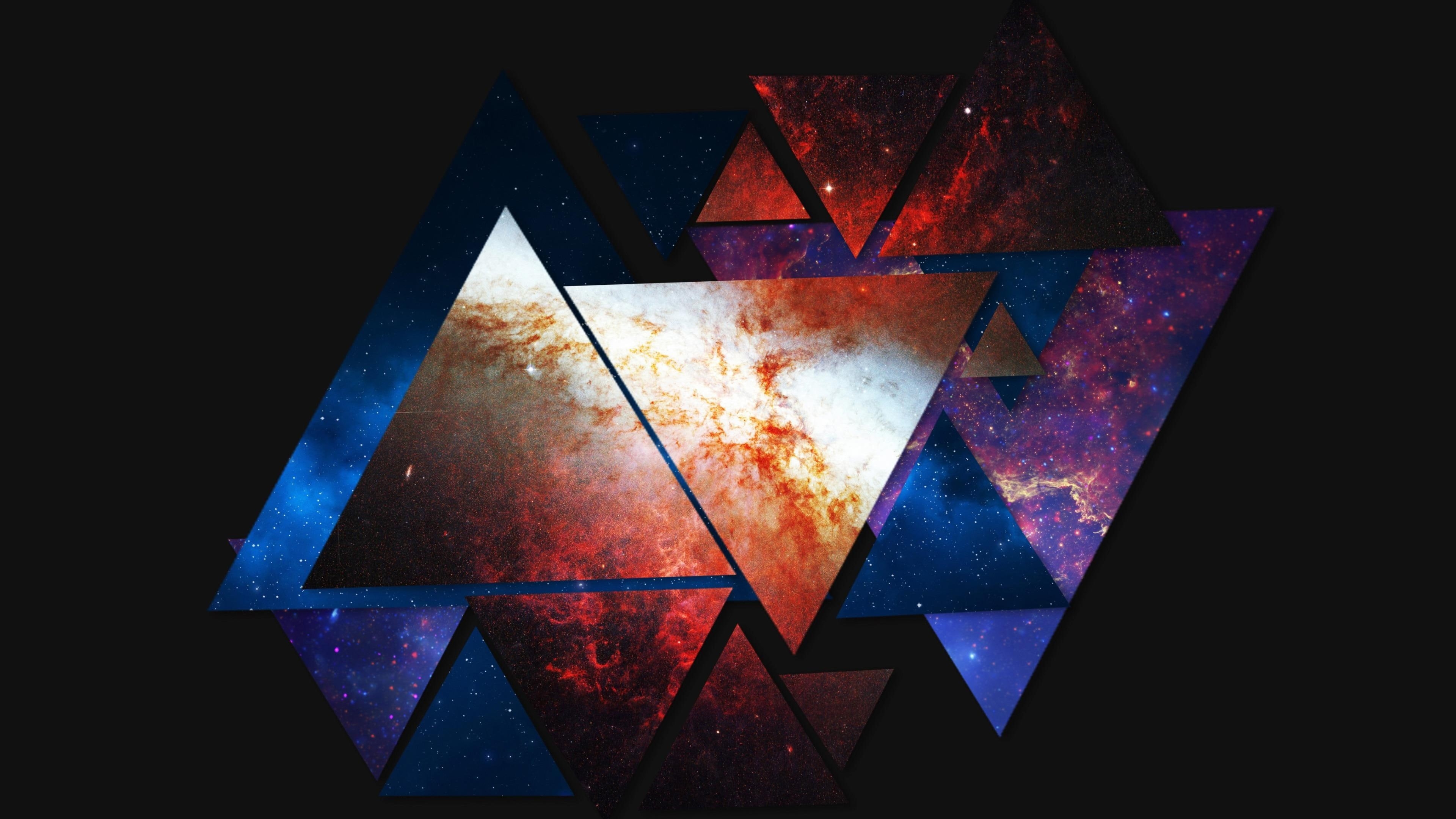 3840x2160 Wallpaper / star, triangle, triangles, symmetry, graphics, nebula, abstract, 4K, art, darkness, graphic design, planet, space free download, Desktop