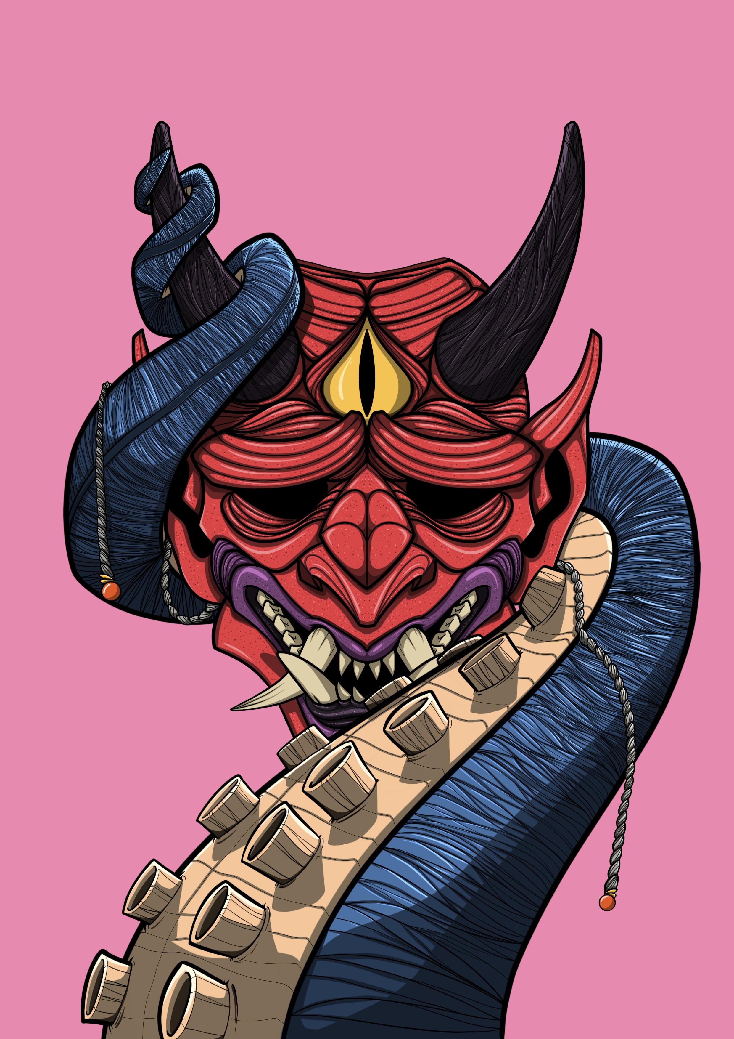 2480x3510 Oni mask I finished off yesterday hours total!, Phone