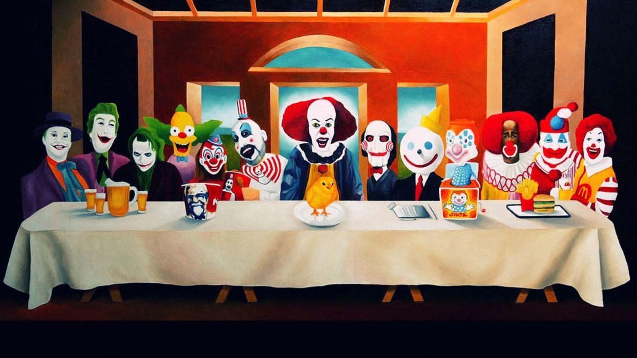 1250x700 Paintings the joker clown jack ronald mcdonald last supper kfc last, Desktop