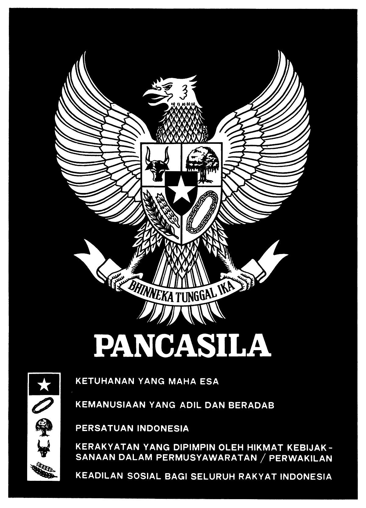 1200x1670 Garuda Pancasila Poster (Black and White), Phone