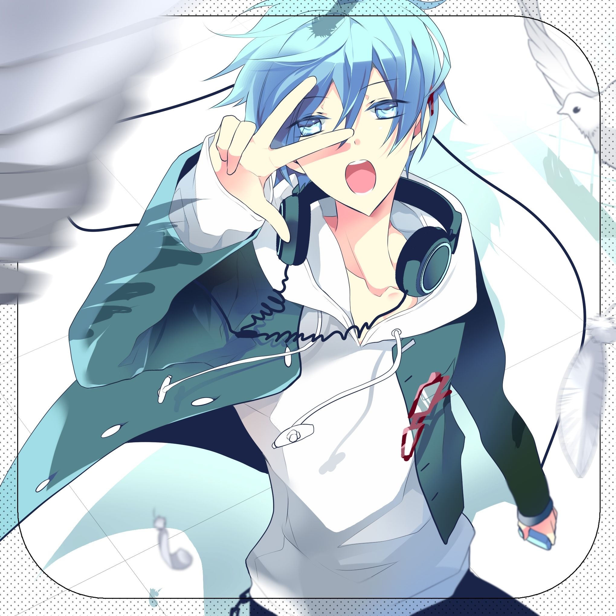 2040x2040 Vocaloid Kaito Headphones Aqua Hair Hoodie Anime. Anime, Anime, Phone