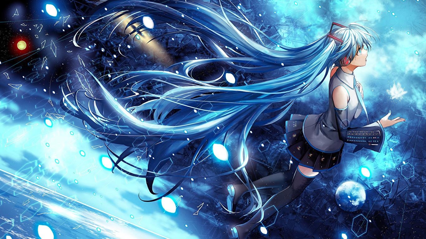 1370x770 Picture Vocaloid Hatsune Miku Hair Girls Anime, Desktop