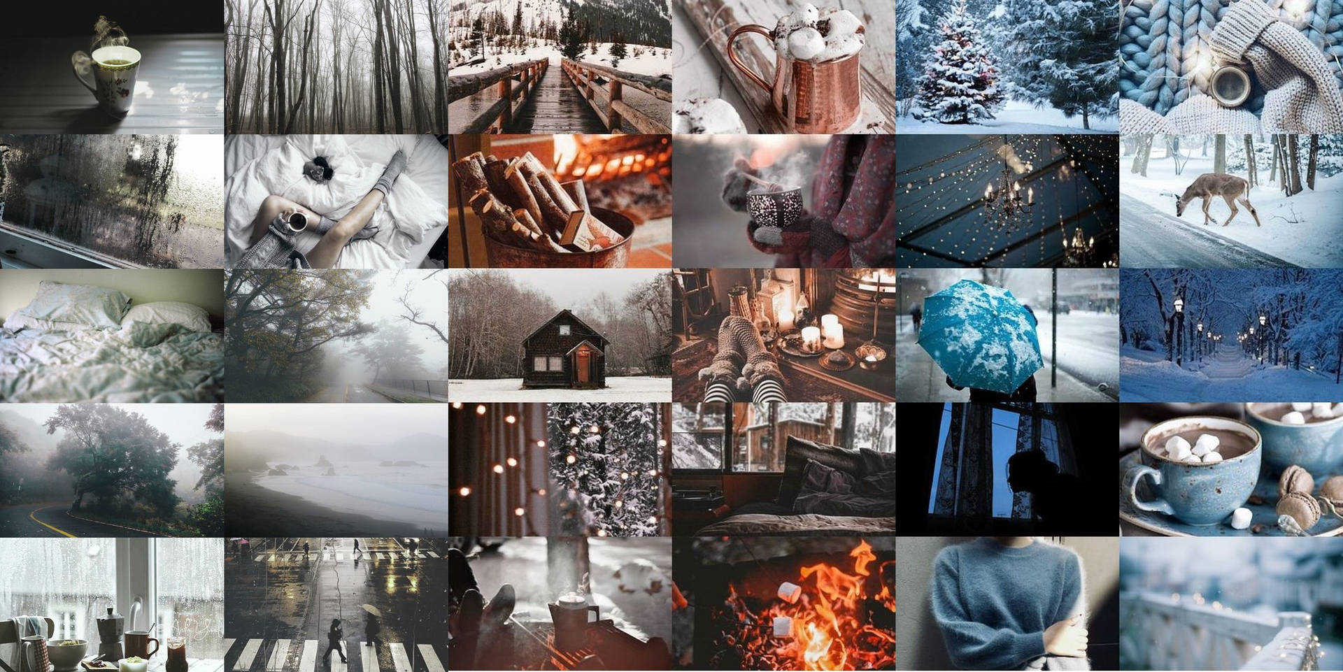 1920x970 Download Cold Weather Aesthetic Collage Laptop Wallpaper, Desktop