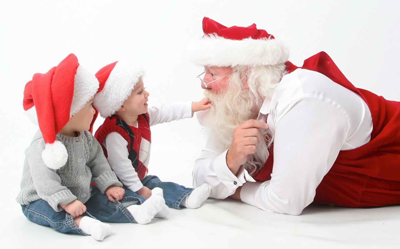 1280x800 image Boys New year child beards Winter hat Santa Claus, Desktop