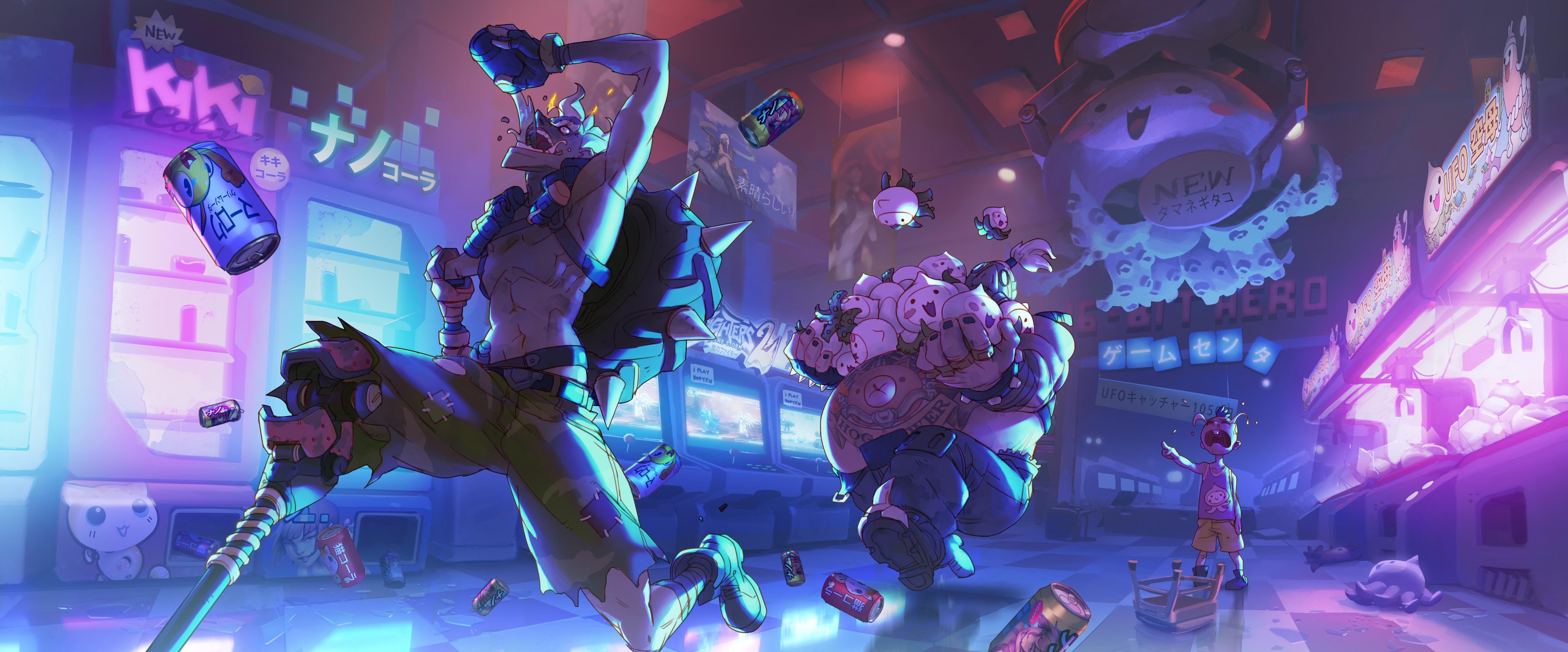 6220x2590 OVERWATCH: Hanamura Arcade Destruction, Dual Screen