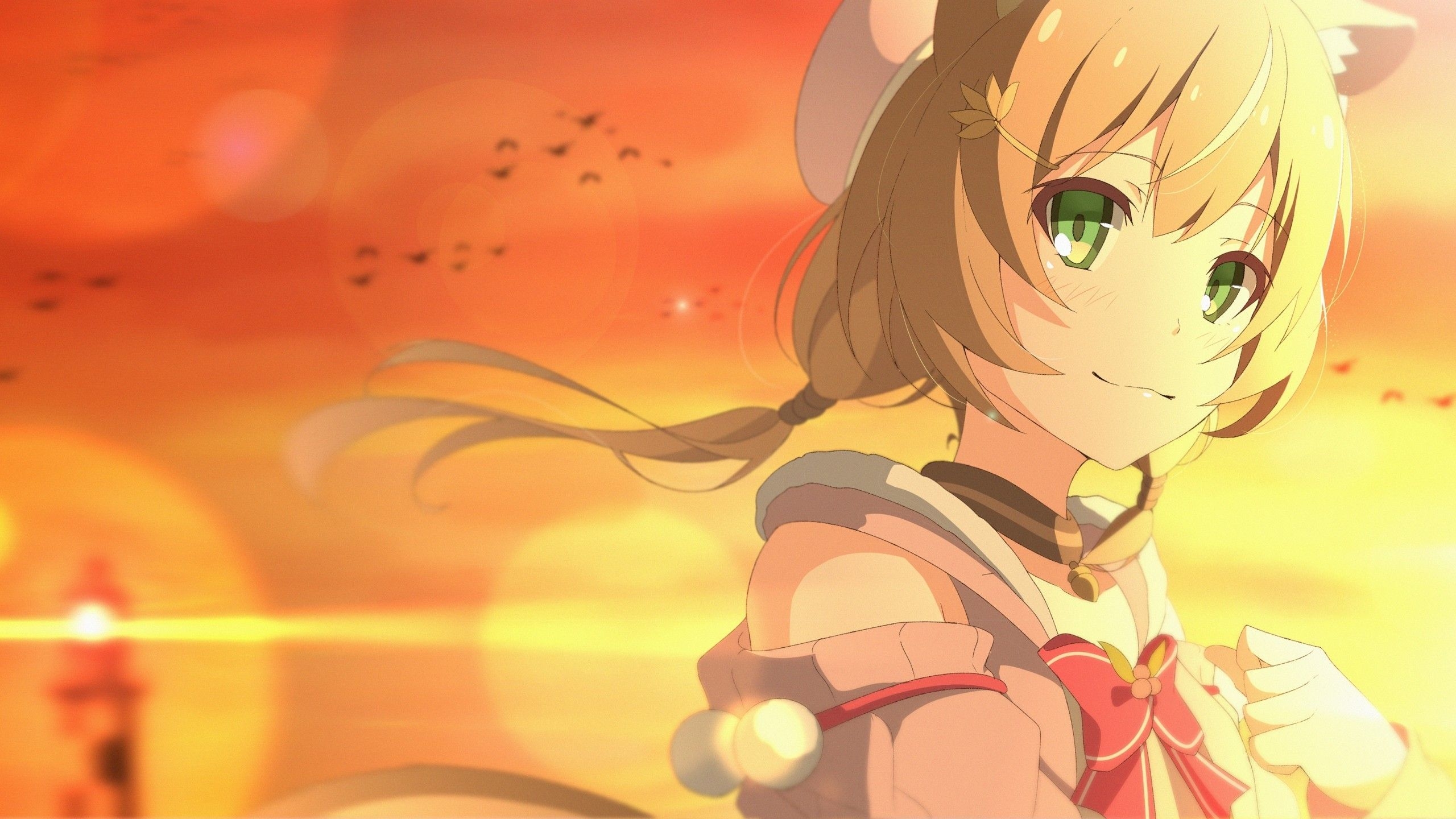 2560x1440 Download  Ayunda Risu, Hololive, Blonde, Smiling, Sunset, Virtual Youtuber, Twintails Wallpaper for iMac 27 inch, Desktop