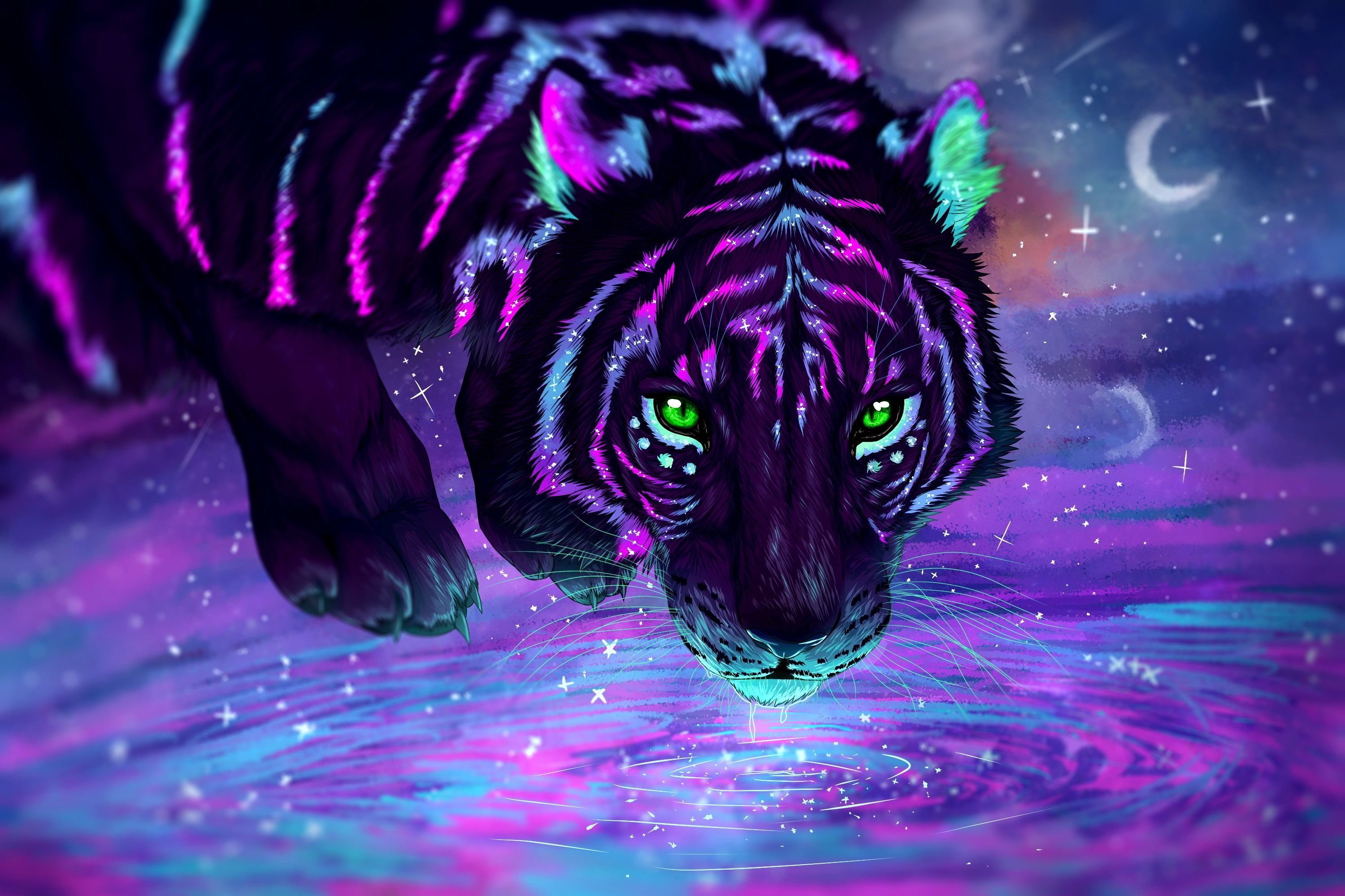 3000x2010 Purple Tiger Wallpaper Free Purple Tiger Background, Desktop