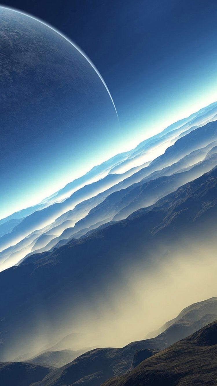 750x1340 Blue Space Landscape iOS 9 Wallpaper. iOS 9 Wallpaper HD, Phone