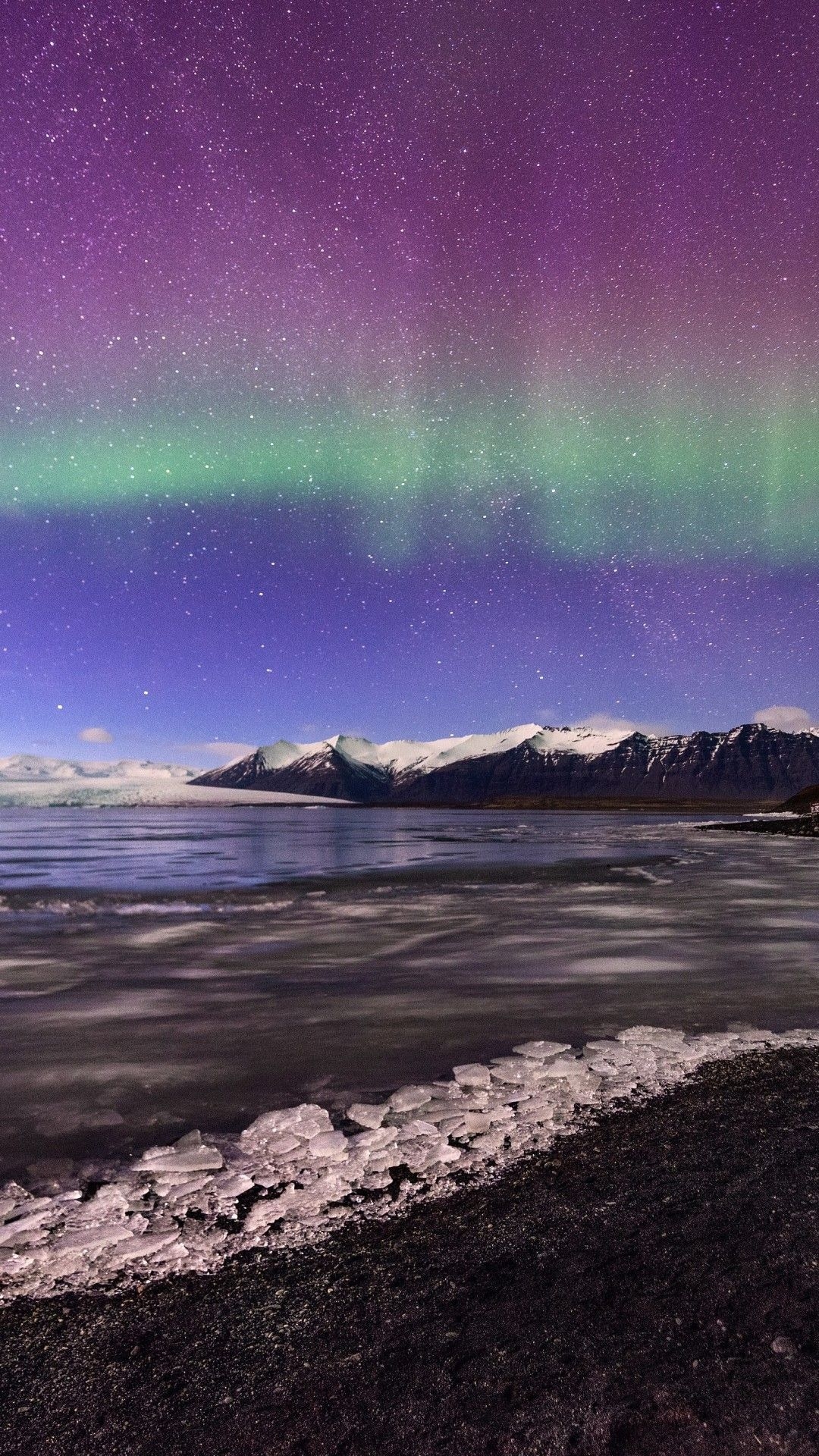 1080x1920 Northern Lights Aurora Glacier Landscape 4k Mobile Wallpaper iPhone, Android, Samsung, Pixel. en 2020. Auroras boreales, Aurora, Phone