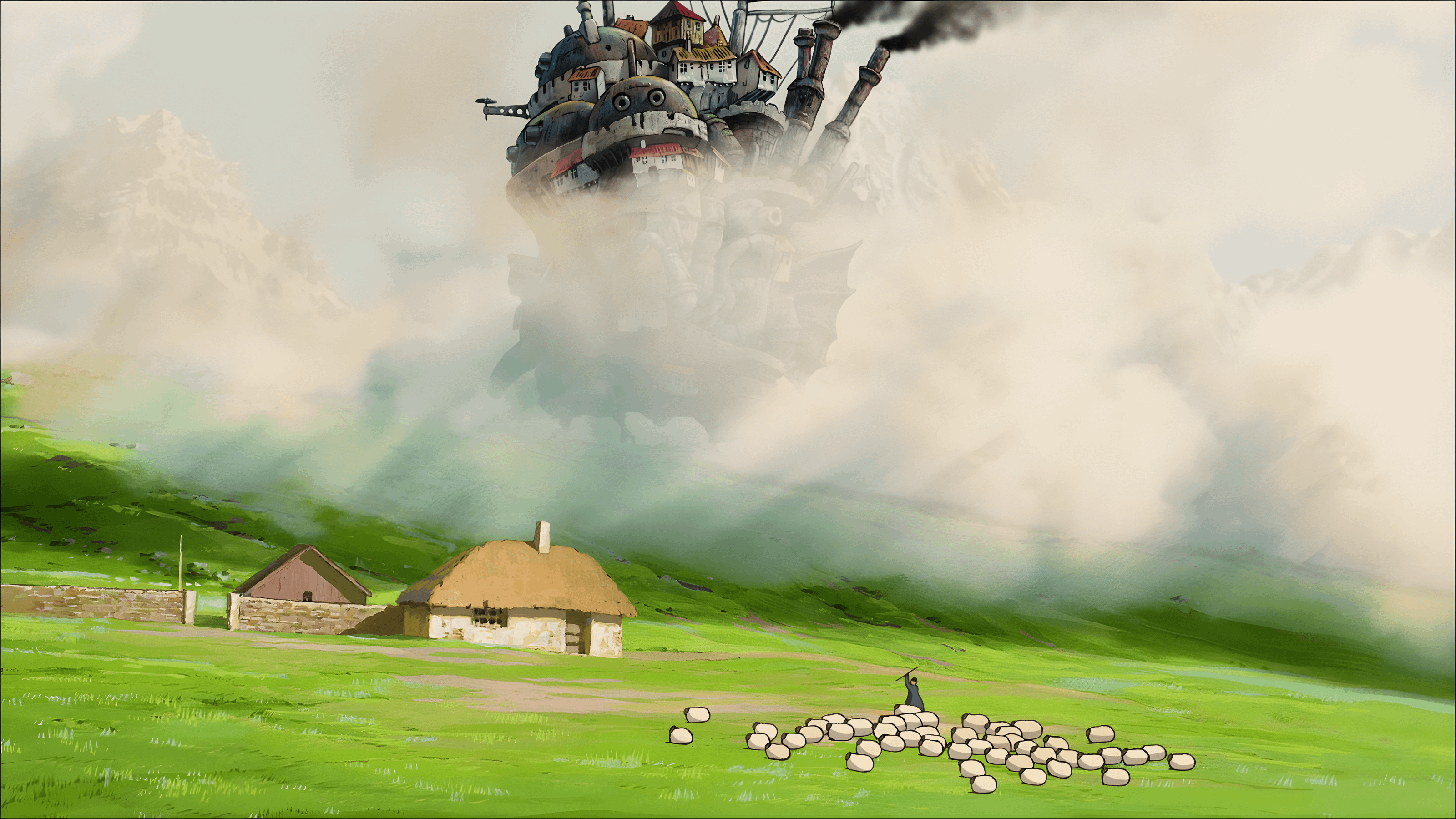 3200x1800 Howl's Moving Castle animated, Desktop