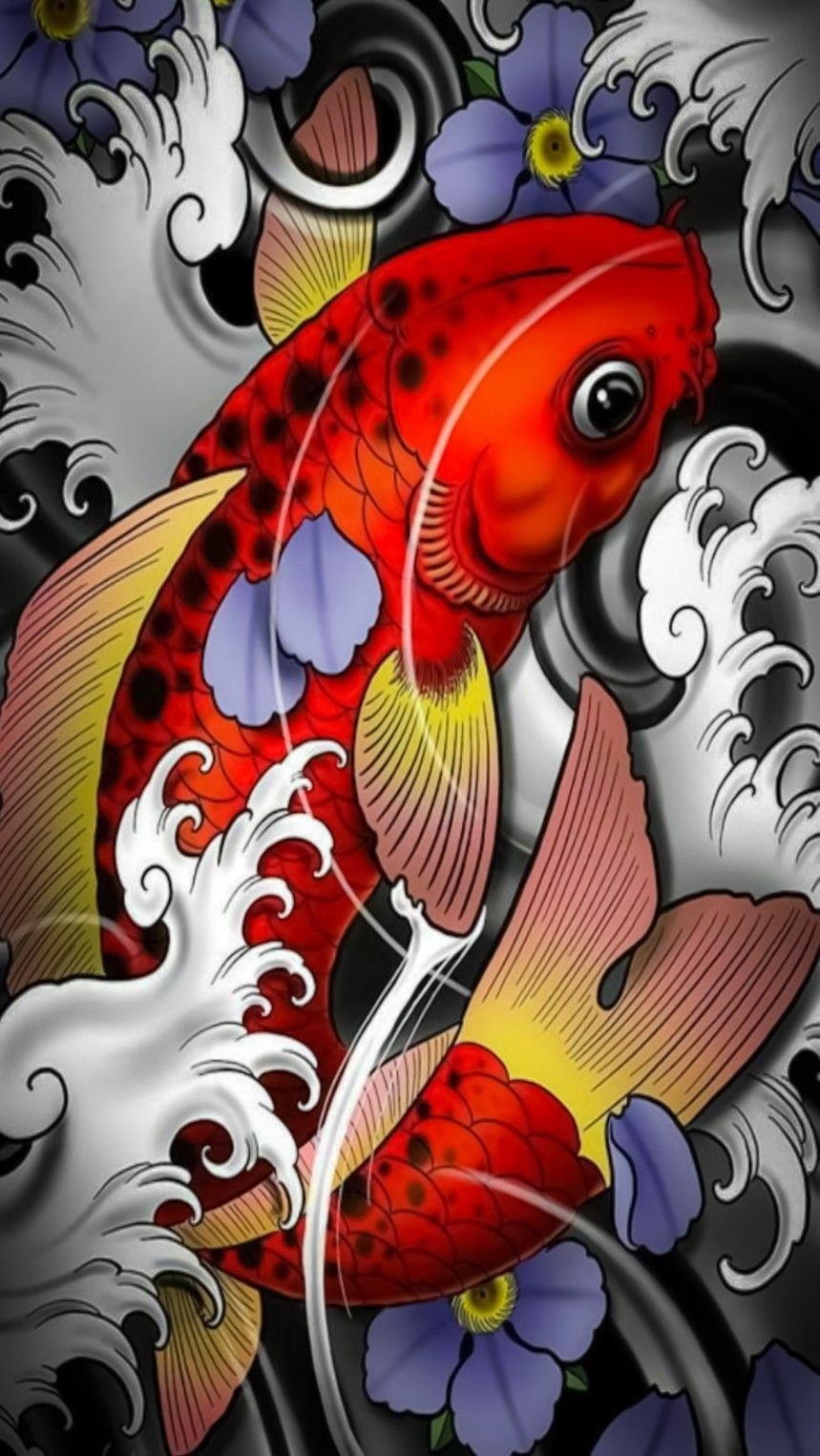 860x1530 MuchaTseBle. Japanese tattoo art, Dragon koi tattoo design, Colored tattoo design, Phone