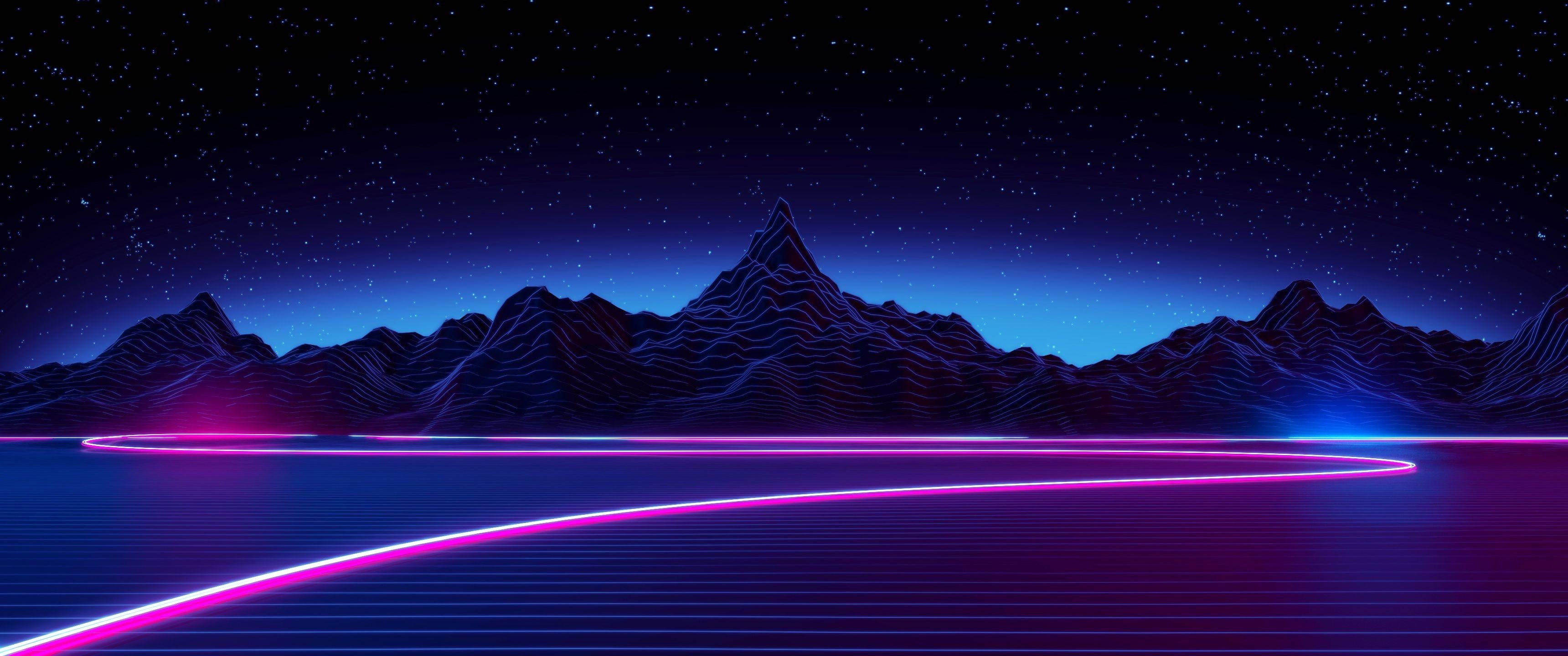 3440x1440 Synthesizer Wallpaper, Dual Screen