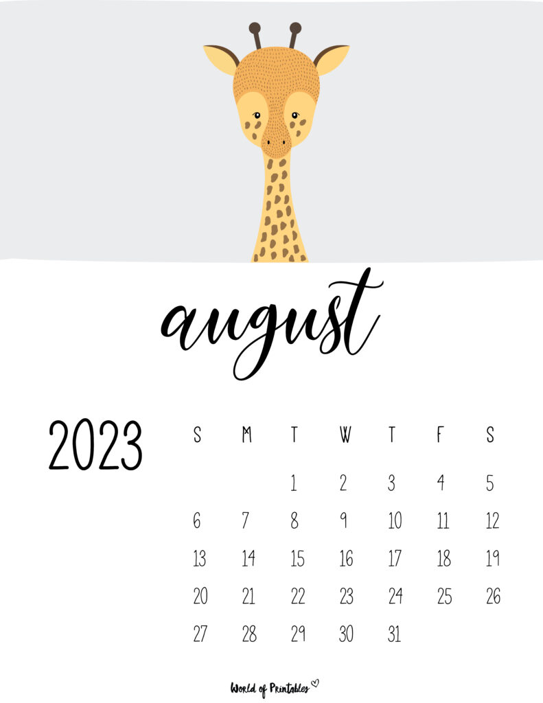 800x1030 Best August 2023 Calendars, Phone