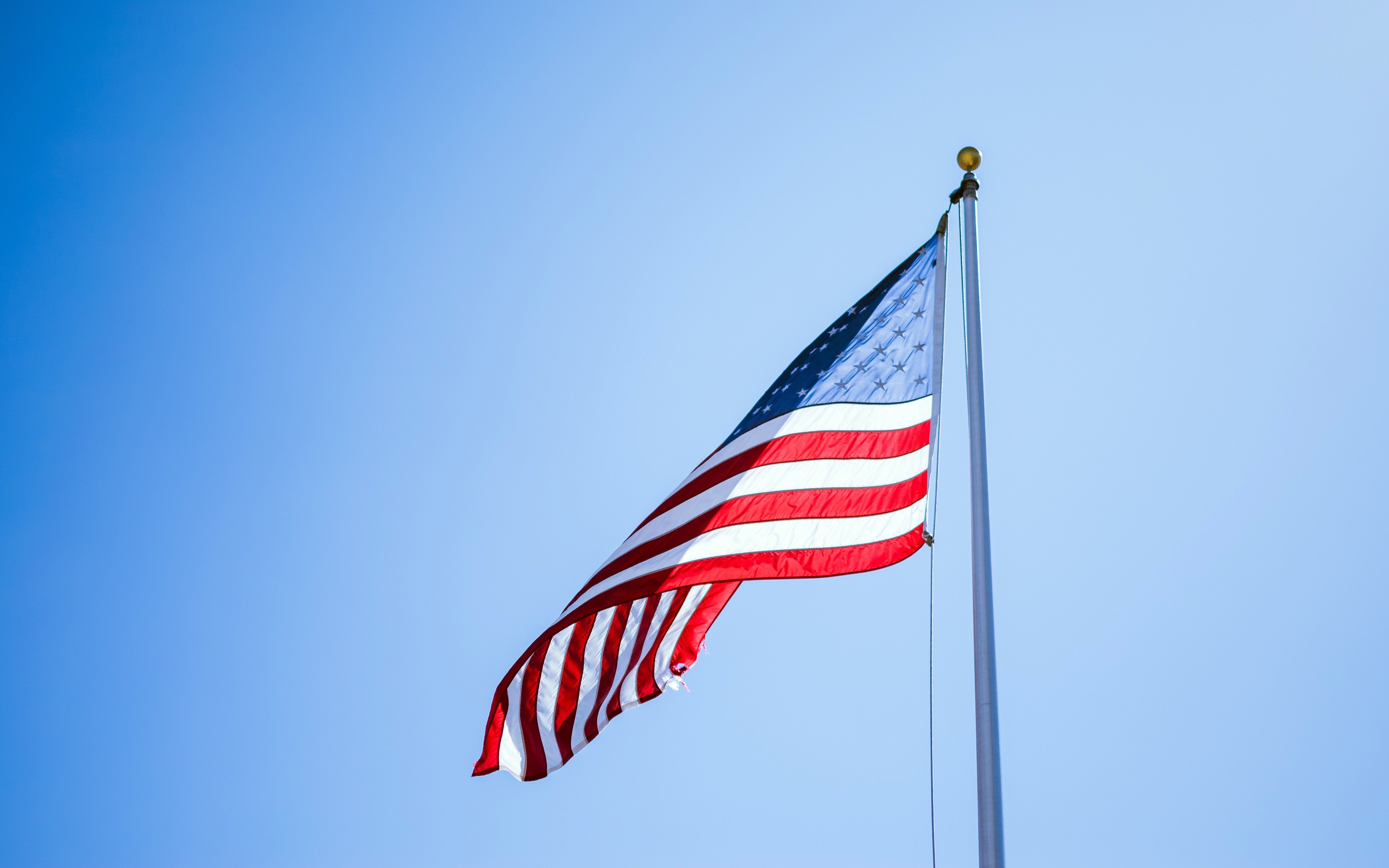 3840x2400 Download wallpaper 4k, Flag of USA, flagpole, American flag, Desktop