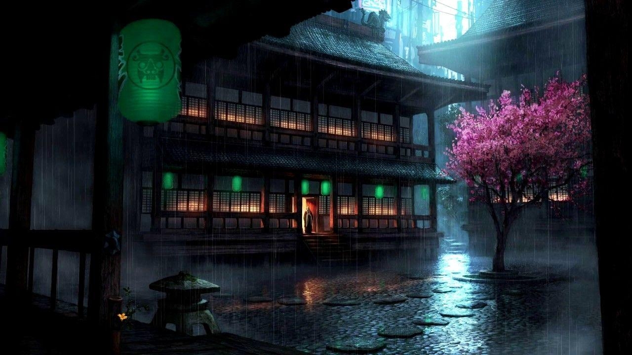 1280x720 Wallpaper Engine. Anime Backyard Rain preview rain Animation, Desktop