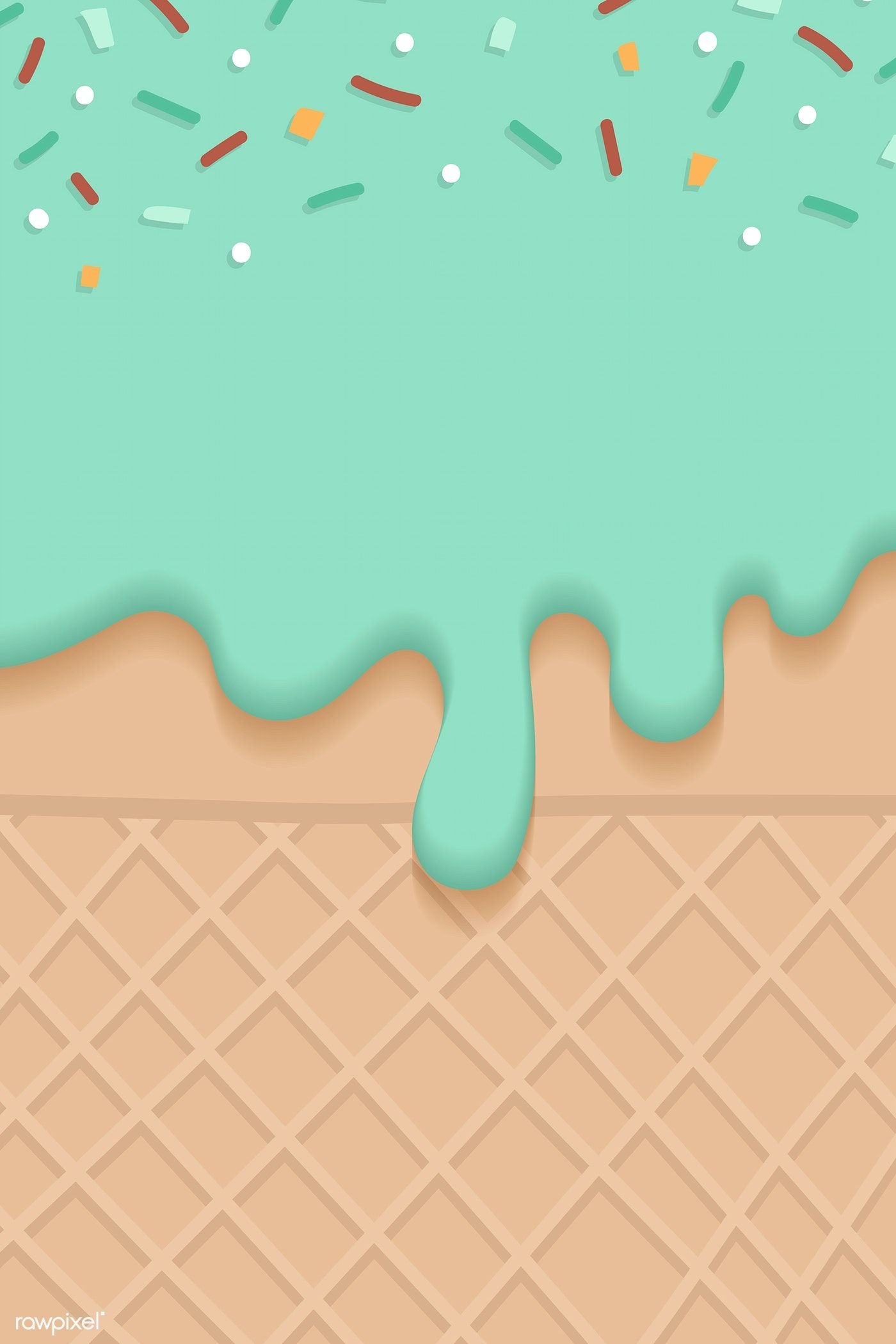 1400x2100 Waffles with green creamy ice cream vector. premium image / Toon. Ice cream wallpaper, Pastel iphone wallpaper, Mint wallpaper, Phone