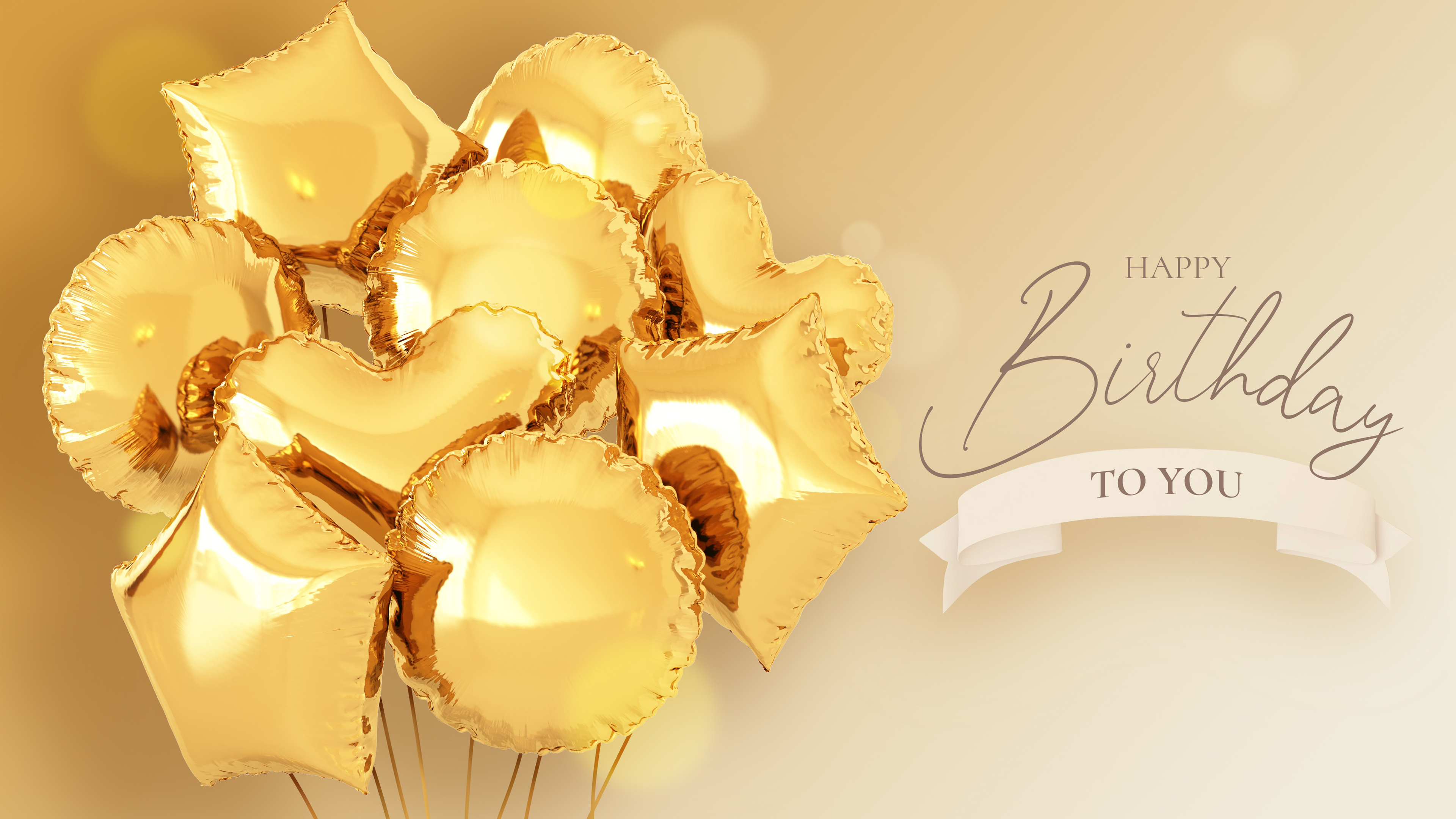 3840x2160 Happy Birthday 4K Golden Image, Desktop