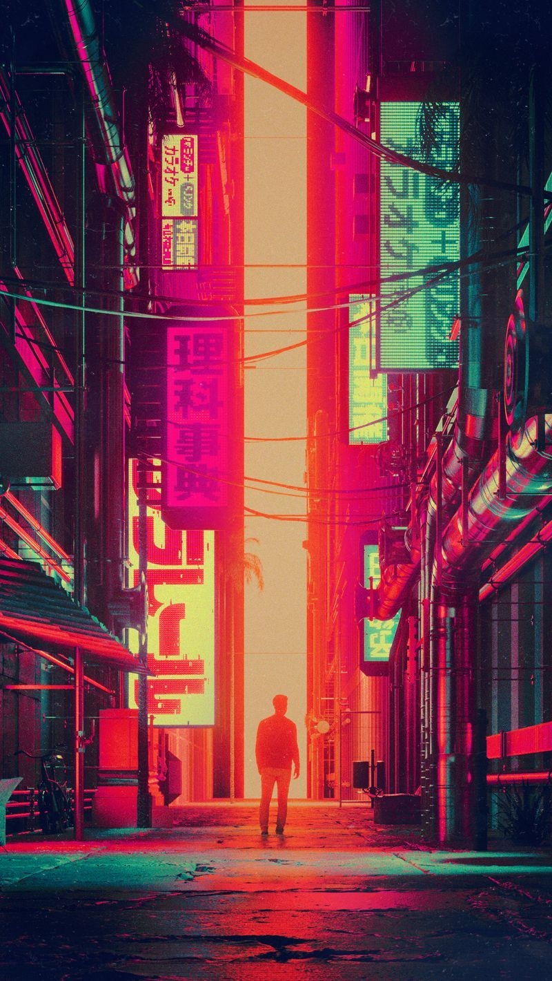 800x1420 Download Wallpaper  Silhouette, City, Street, Art, Futurism Iphone Se 5s 5c 5 For Parallax HD Background, Phone