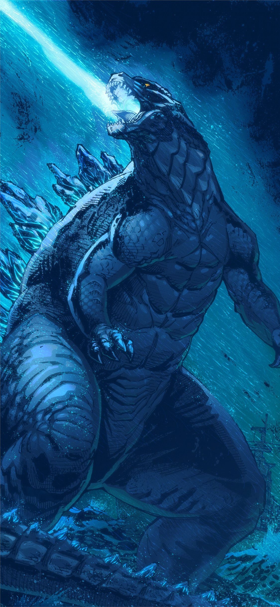 1130x2440 artwork godzilla king of the monsters iPhone X Wallpaper Free Download, Phone