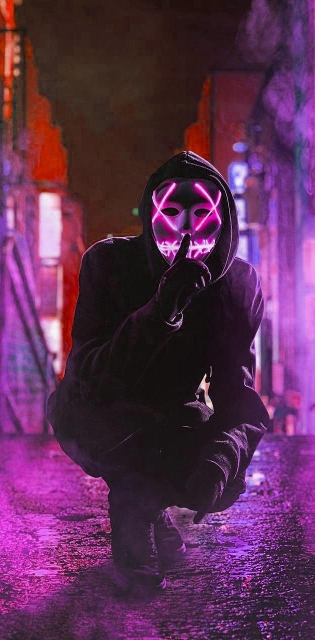 630x1280 Neon mask wallpaper, Phone