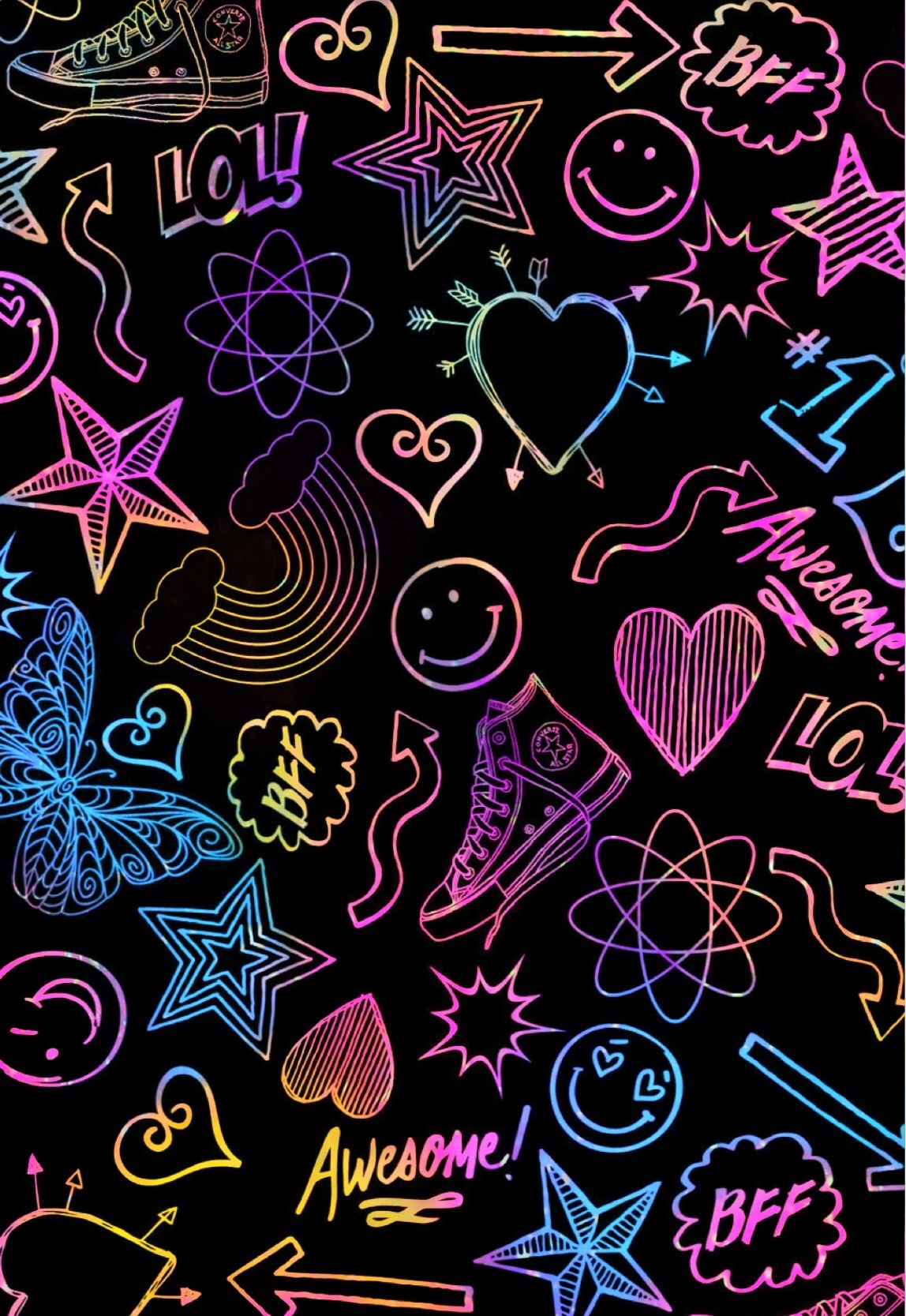 1150x1670 Neon Doodles Wallpaper #androidwallpaper #iphonewallpaper #glitter #sparkle #galaxy #butterflies #stars. Neon wallpaper, Wallpaper iphone neon, Galaxy wallpaper, Phone