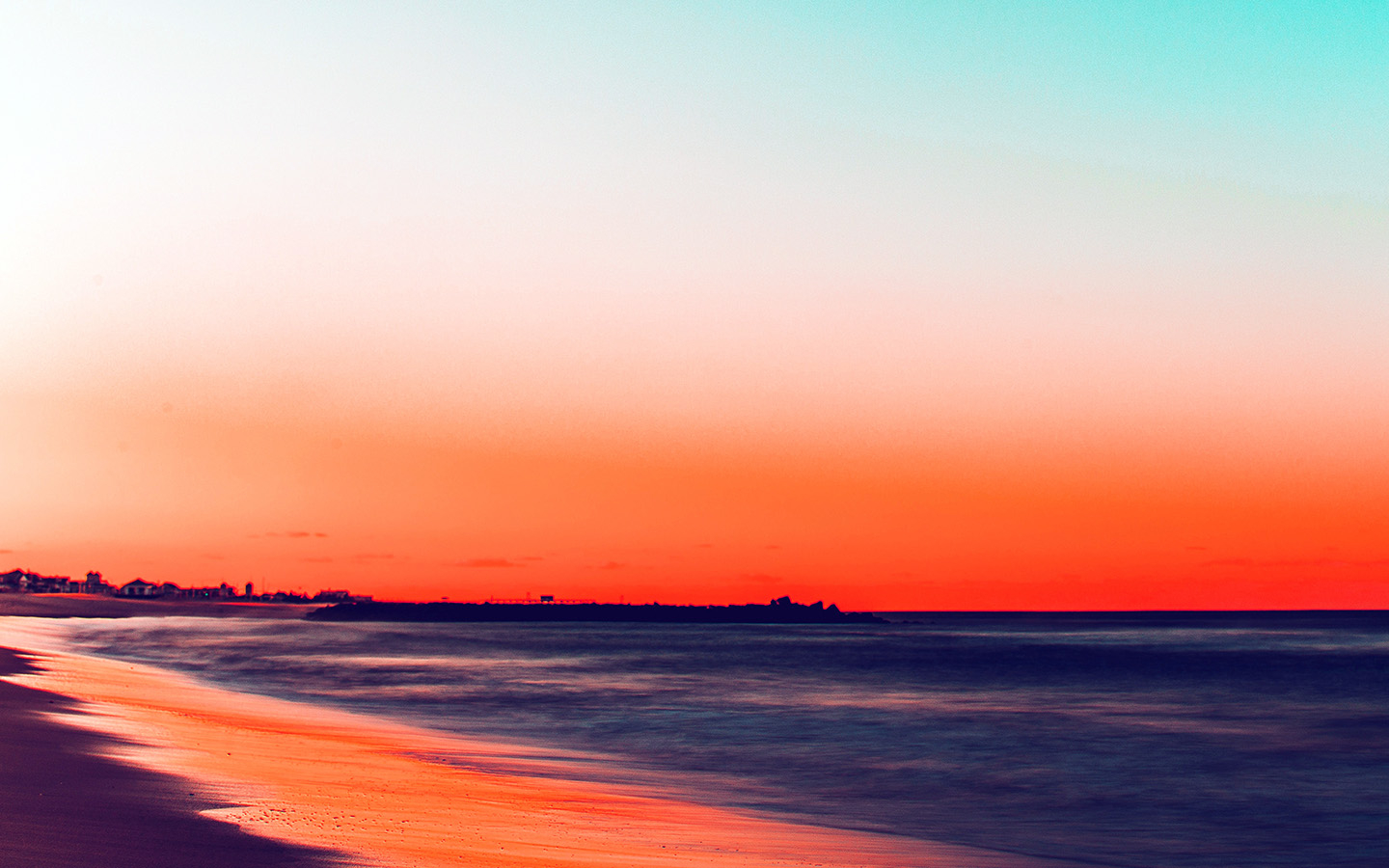 1440x900 wallpaper for desktop, laptop. sunset beach fall night sea nature red, Desktop