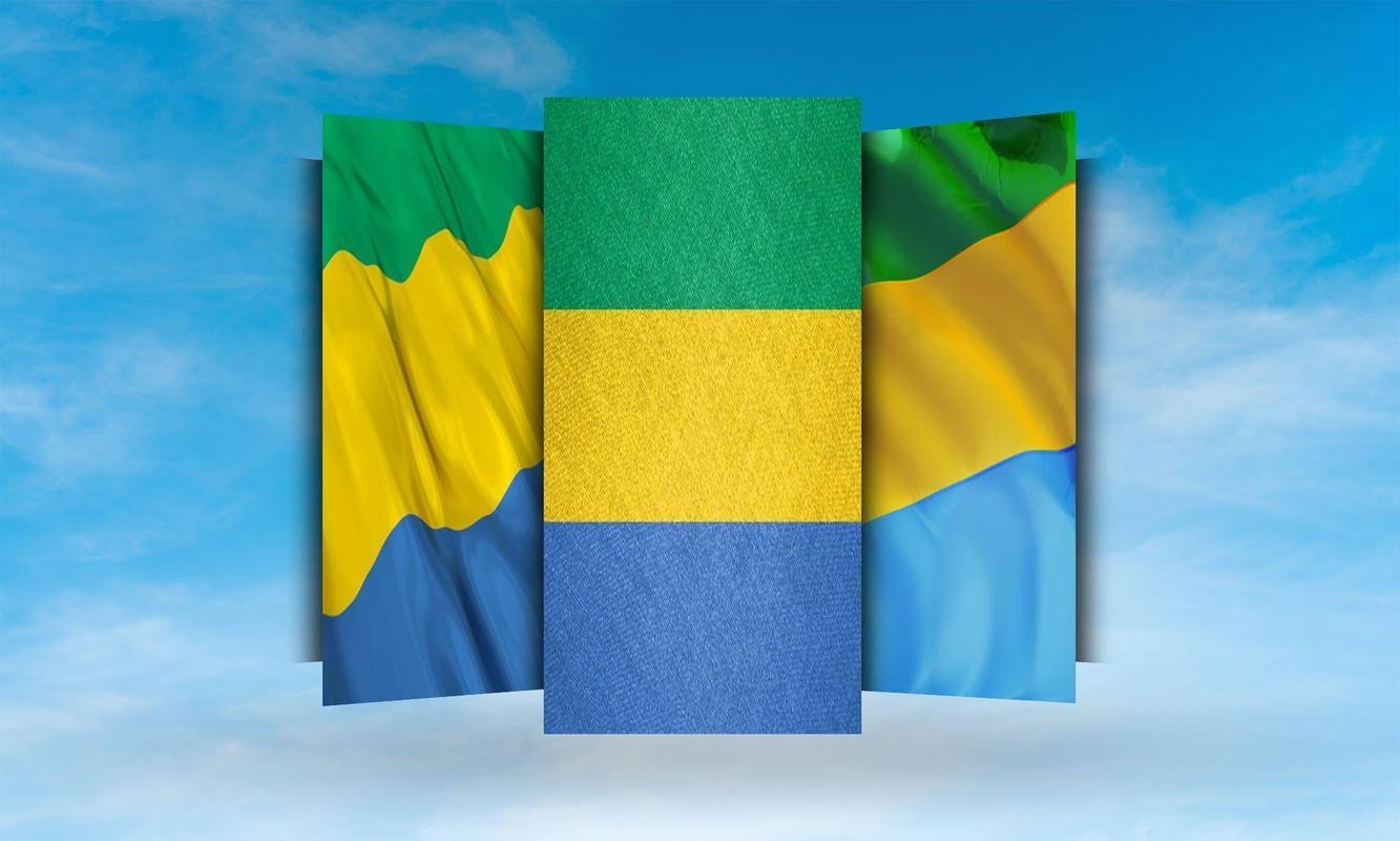 1340x800 Gabon Flag Wallpaper for Android, Desktop