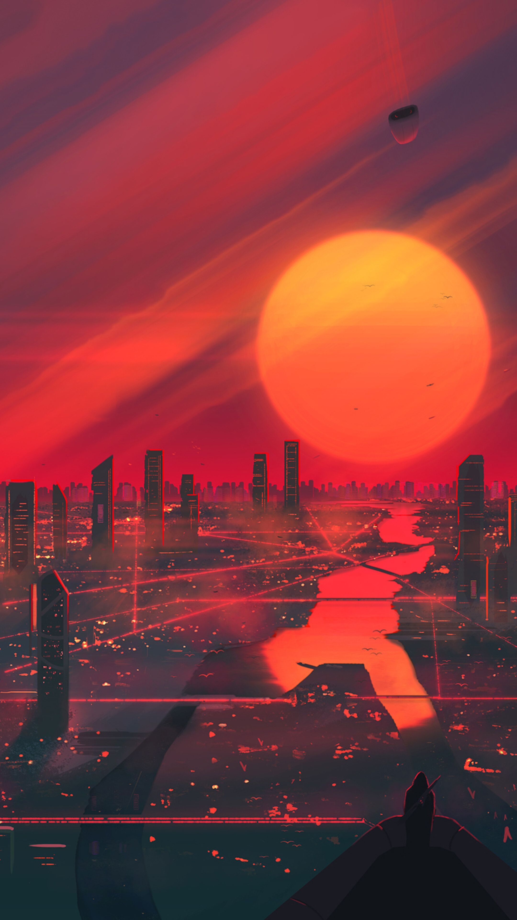 2160x3840 Sci Fi, City, Sunset, Digital Art, Illustration, 4K Phone HD Wallpaper, Image, Background, Photo And Picture. Mocah.org HD Wallpaper, Phone