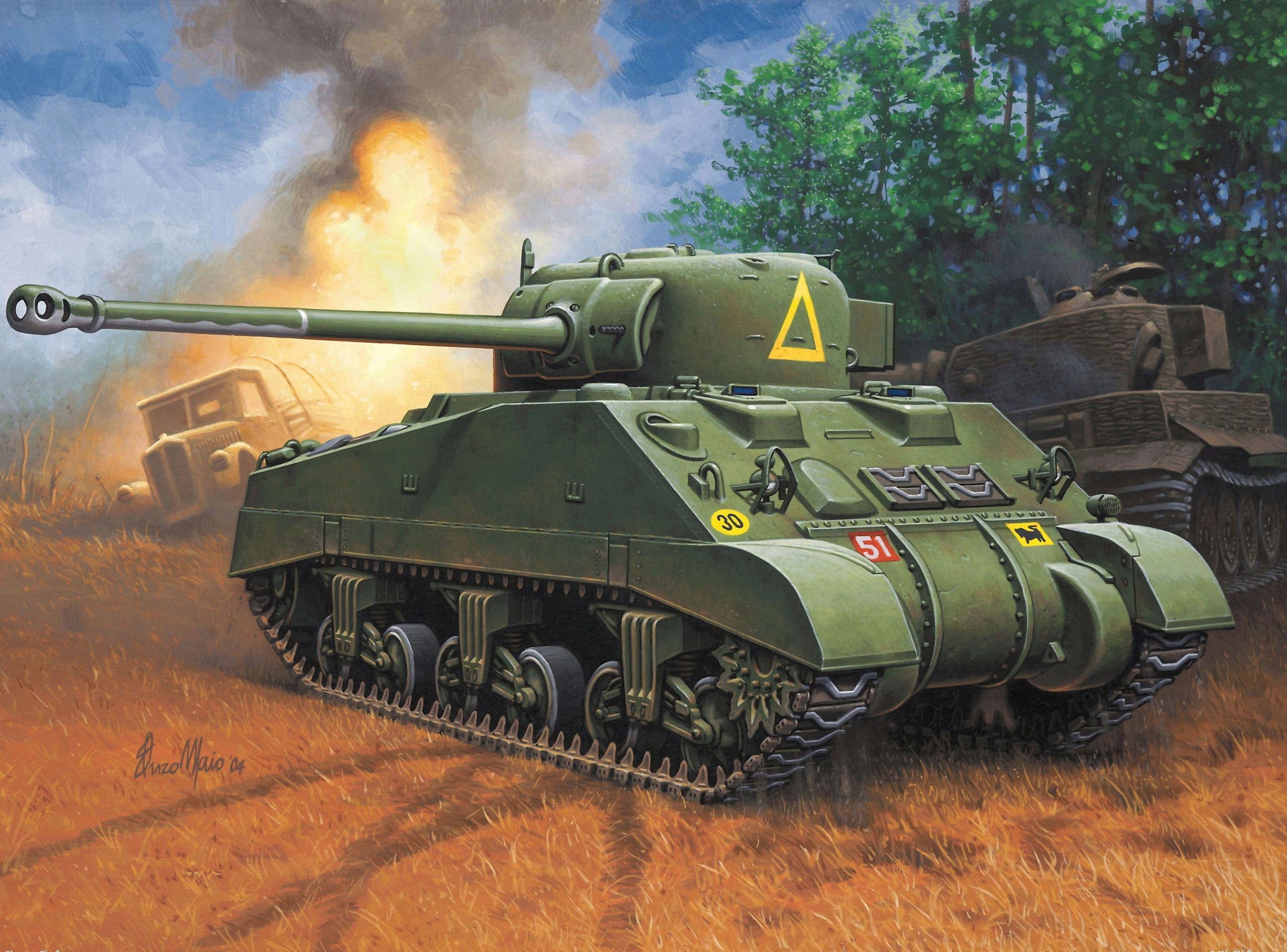 2560x1900 Army Tanks Sherman Firefly Painting Art M4 Sherman, Desktop