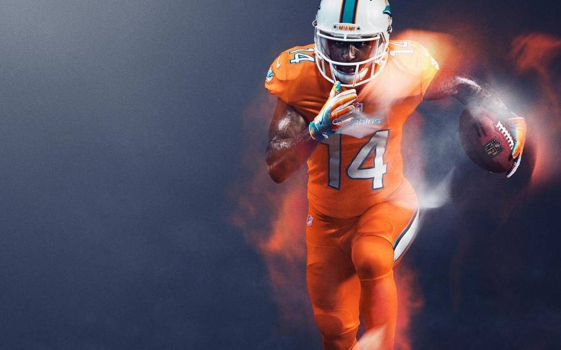 1140x720 Miami Dolphins' Color Rush jerseys are highlighter orange. Miami, Desktop