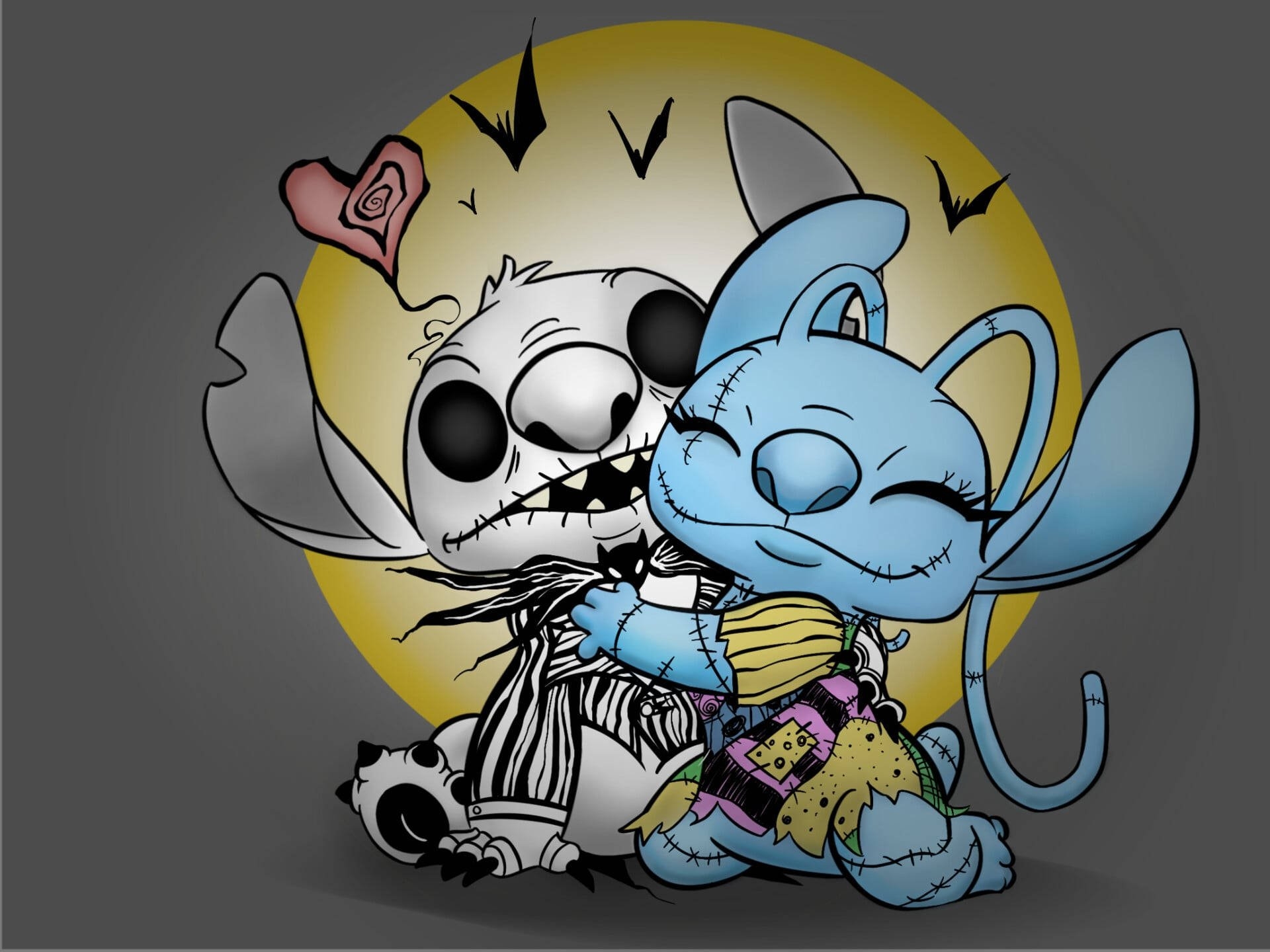 1920x1440 Download Stitch And Angel In Cute Disney Halloween Wallpaper, Desktop