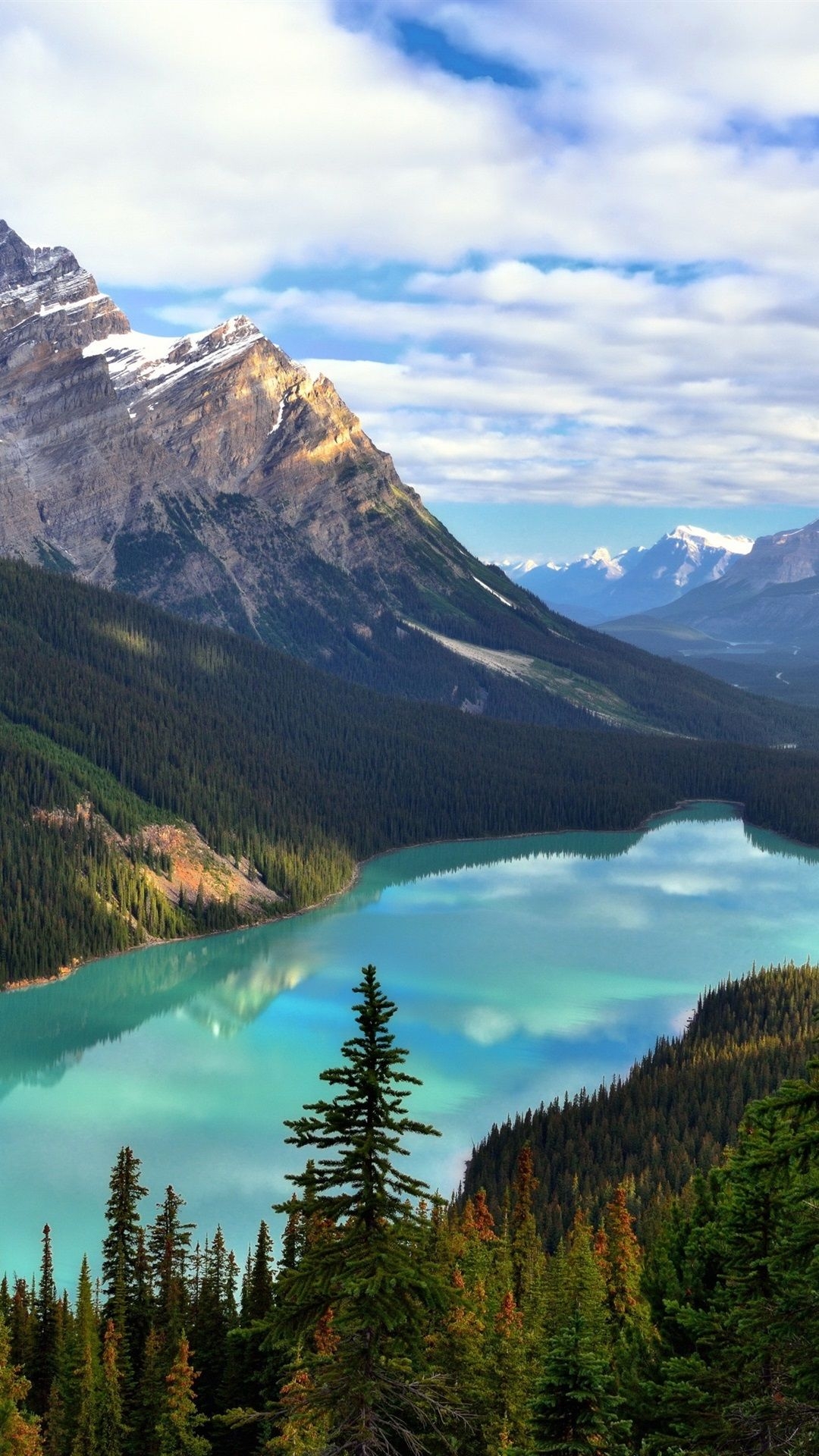 1080x1920 Canada, Alberta, Banff National Park, Mount Patterson, Peyto Lake, Trees, Clouds  IPhone 8 7 6 6S Plus Wallpaper, Background, Picture, Image, Phone