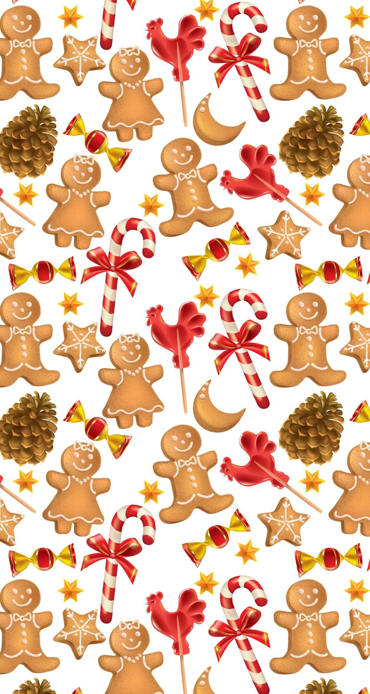 1260x2360 Gingerbread men christmas candy cane. Christmas wallpaper, Phone