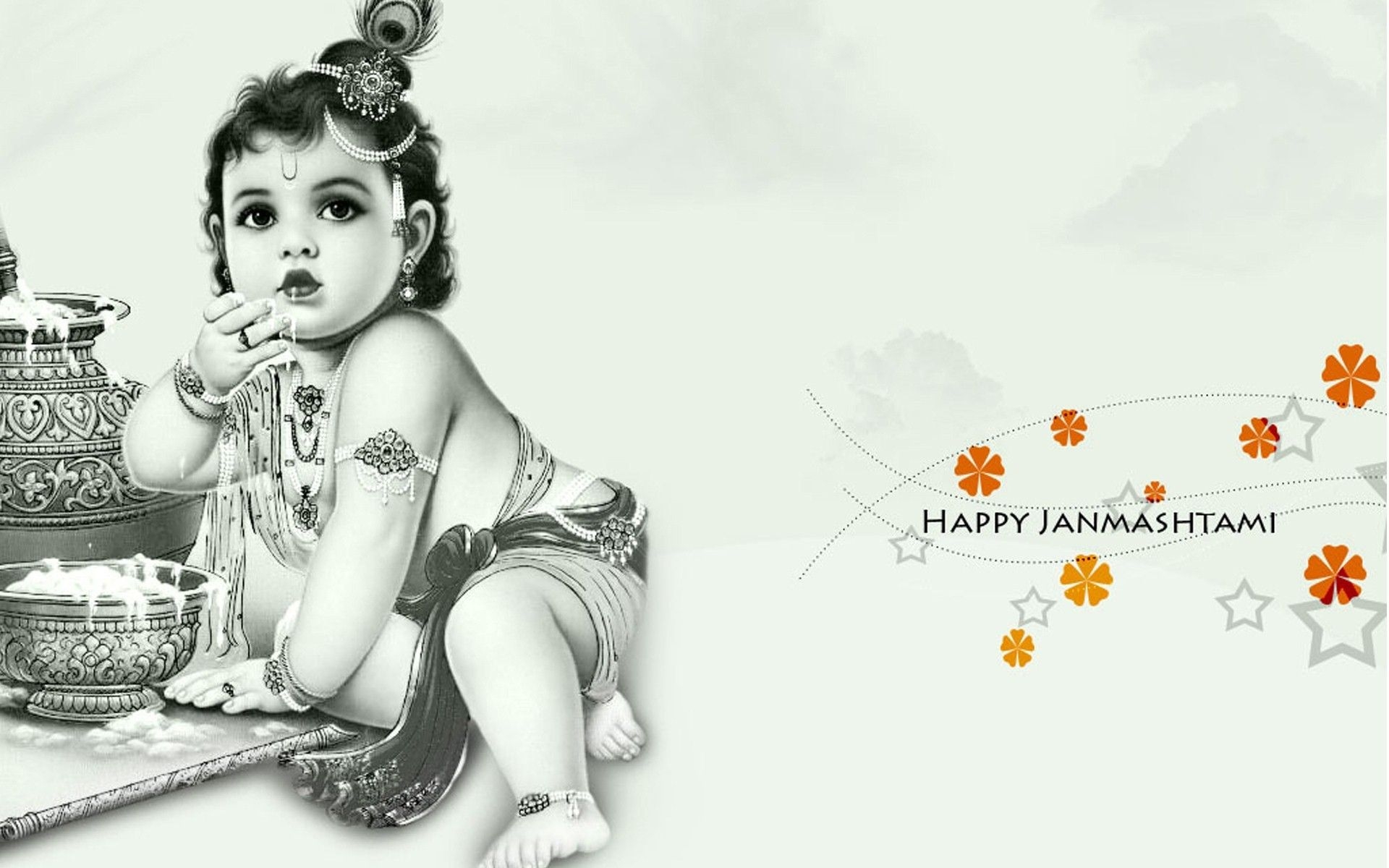 1920x1200 Happy Janmashtami Makhan Chor Krishna Wallpaper, Desktop