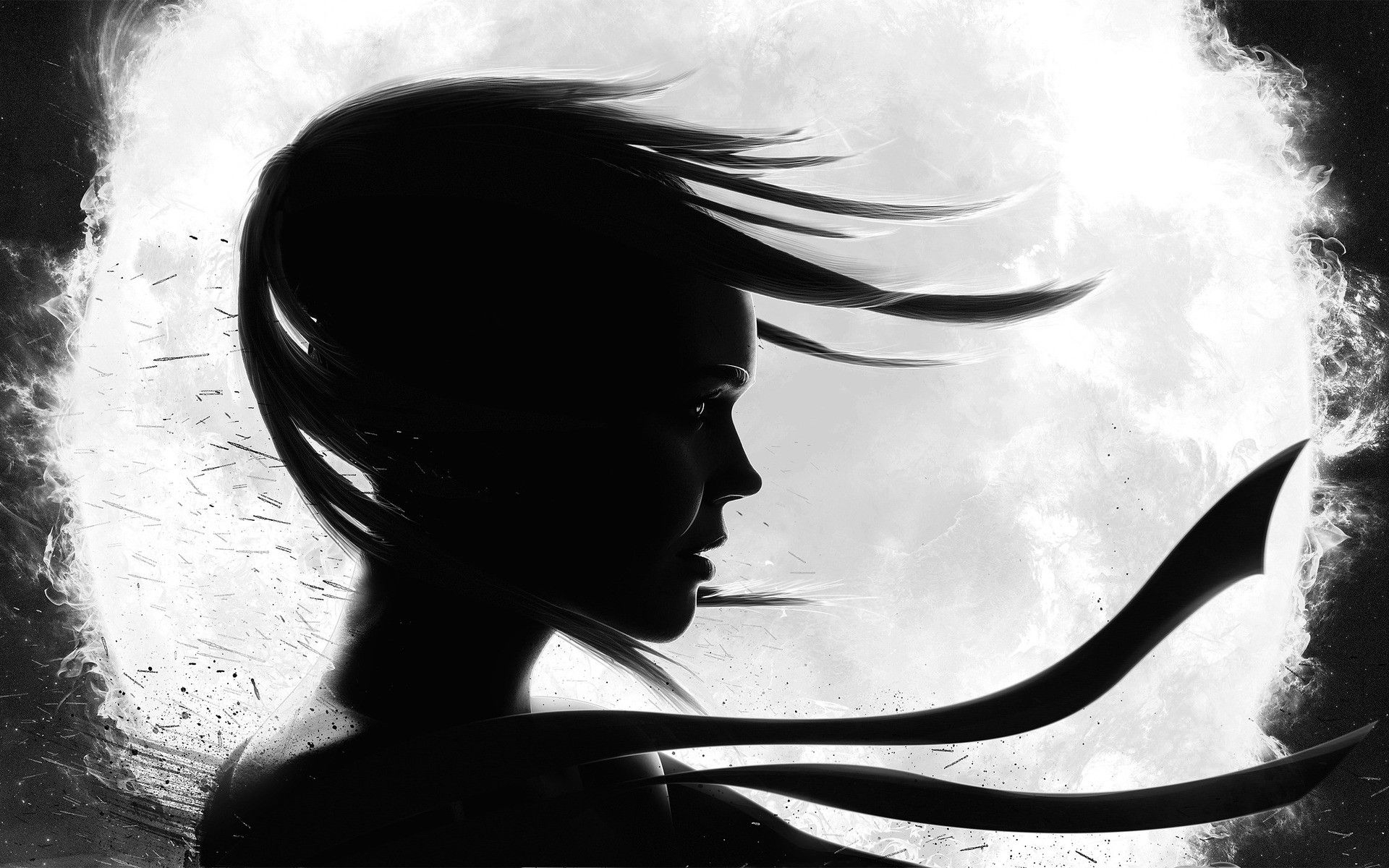 1920x1200 Black and White Girl, Desktop