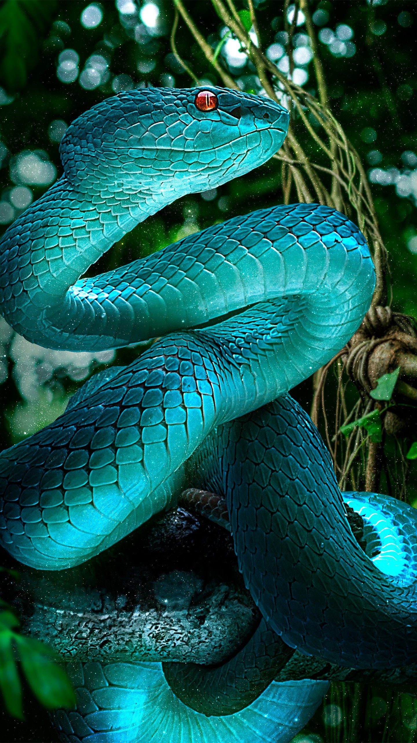 1440x2560 Blue Snake 4K Wallpaper, Phone