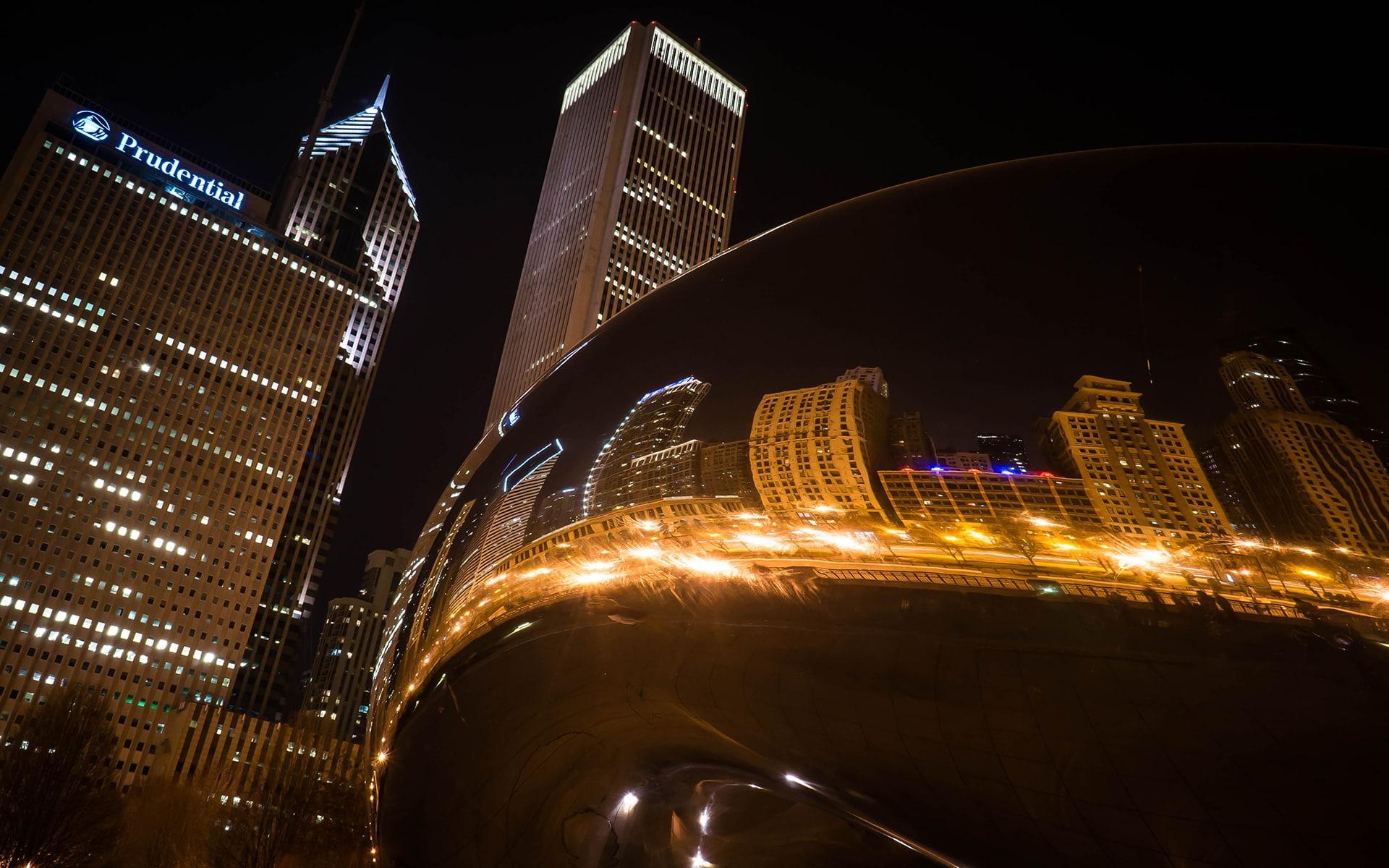 1920x1200 HD wallpaper: Chicago Millennium Park Fisheye, cloud gate chicago, Desktop