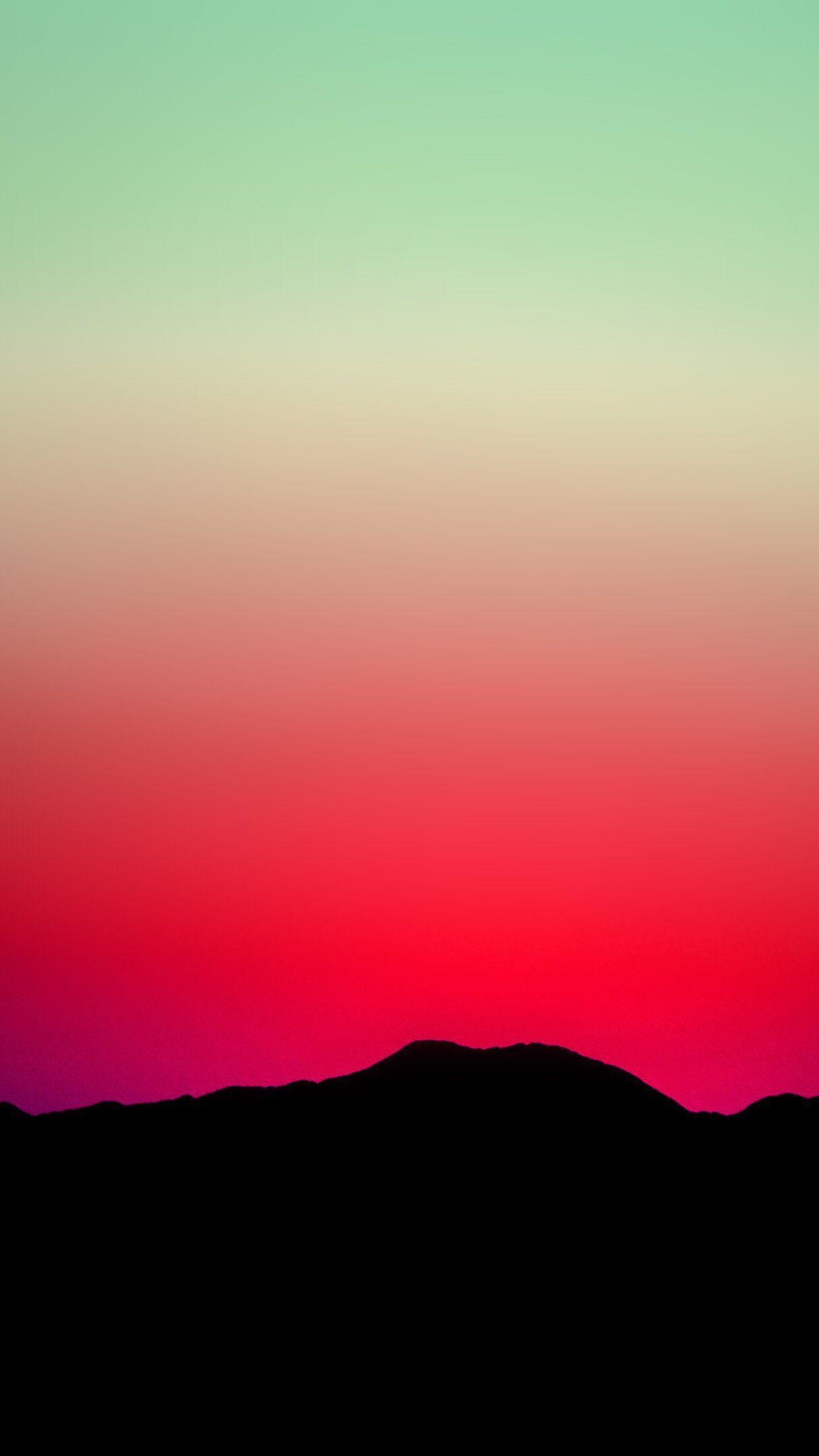 1250x2210 Sunset Sky Minimal Nature Red Green Android wallpaper HD, Phone