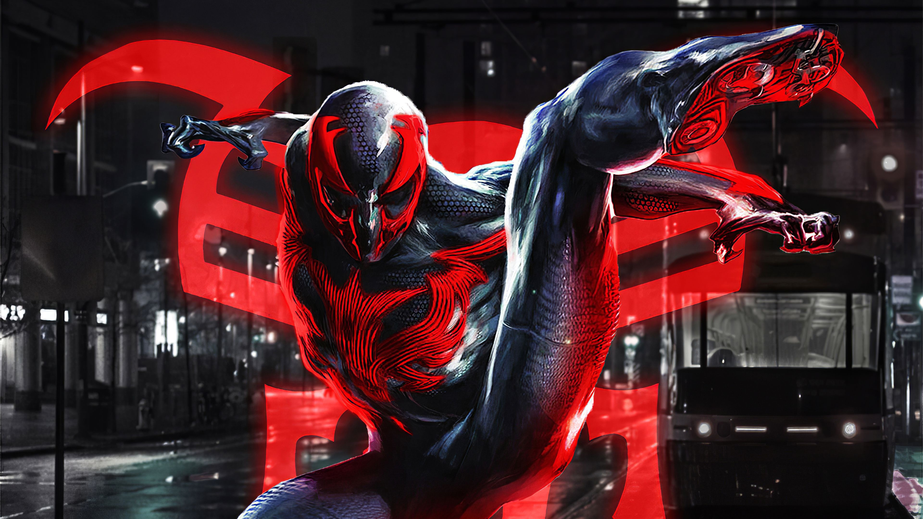 3840x2160 Spiderman 2099 Blue Neon Laptop Full HD 1080P HD 4k Wallpaper, Image, Background, Photo and Picture, Desktop