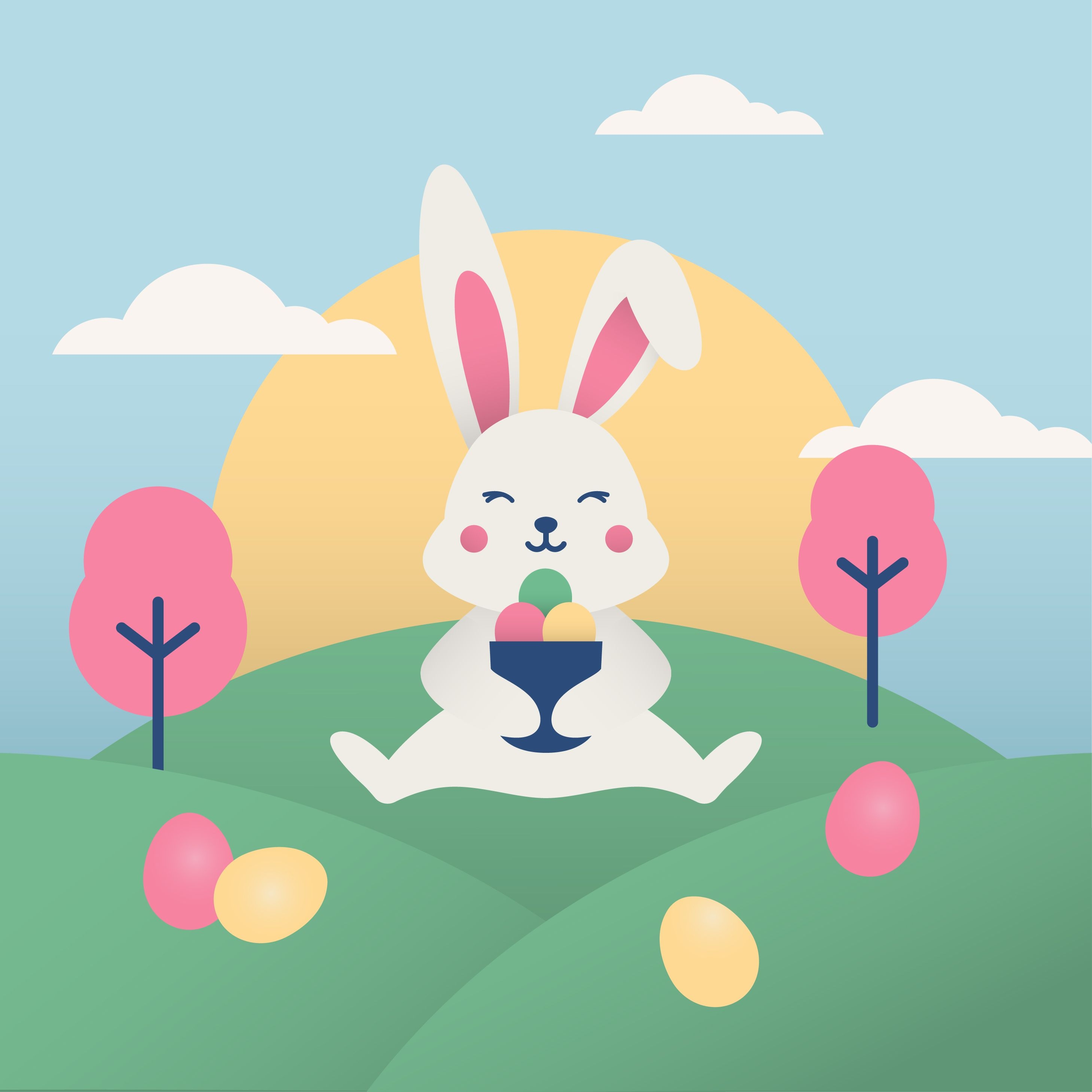 2920x2920 Easter Wallpaper with Cute Rabbit Free Vectors, Clipart, Phone