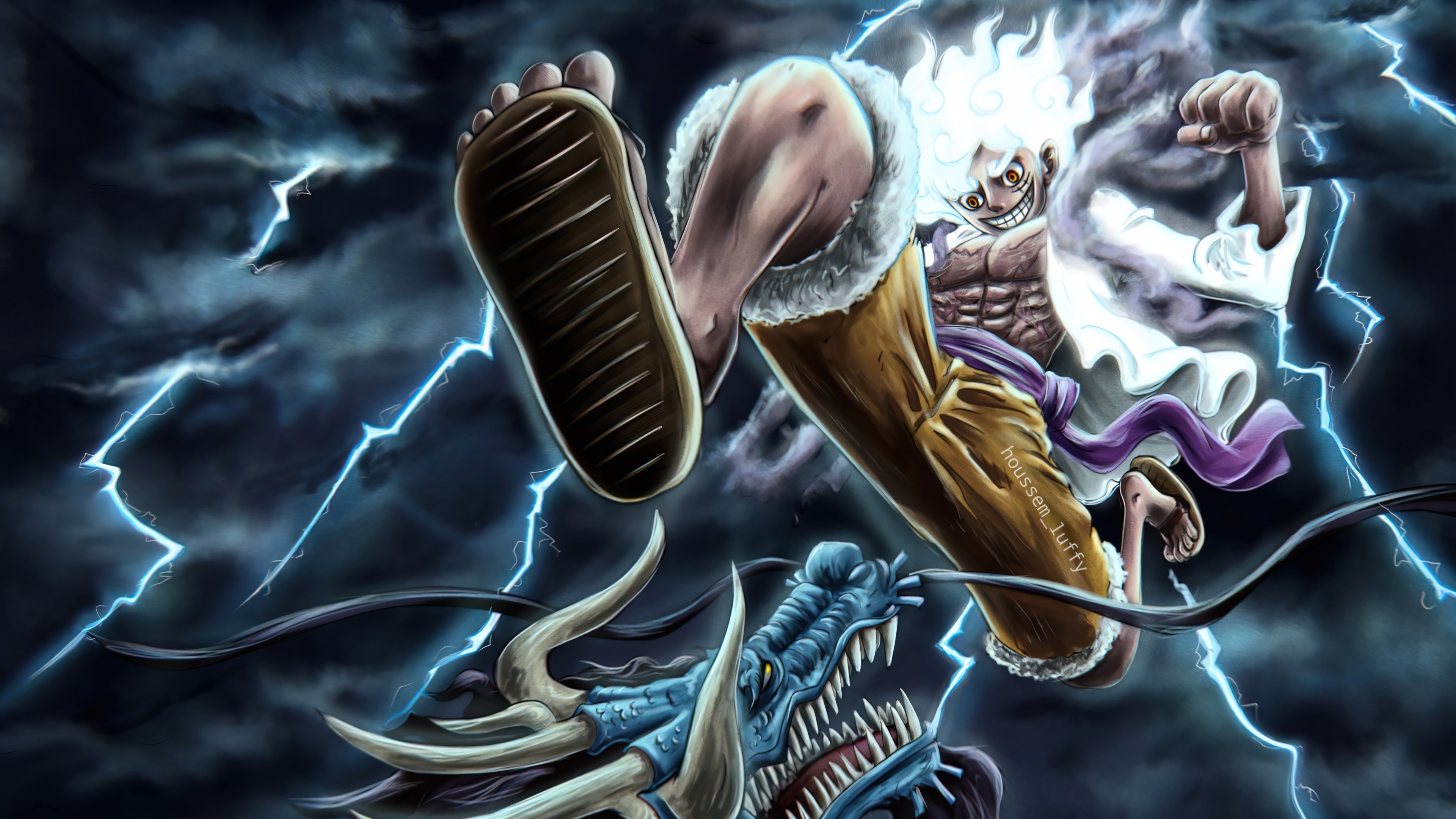 3840x2160 luffy, gear vs kaido, dragon, one piece, 4k Gallery HD Wallpaper, Desktop