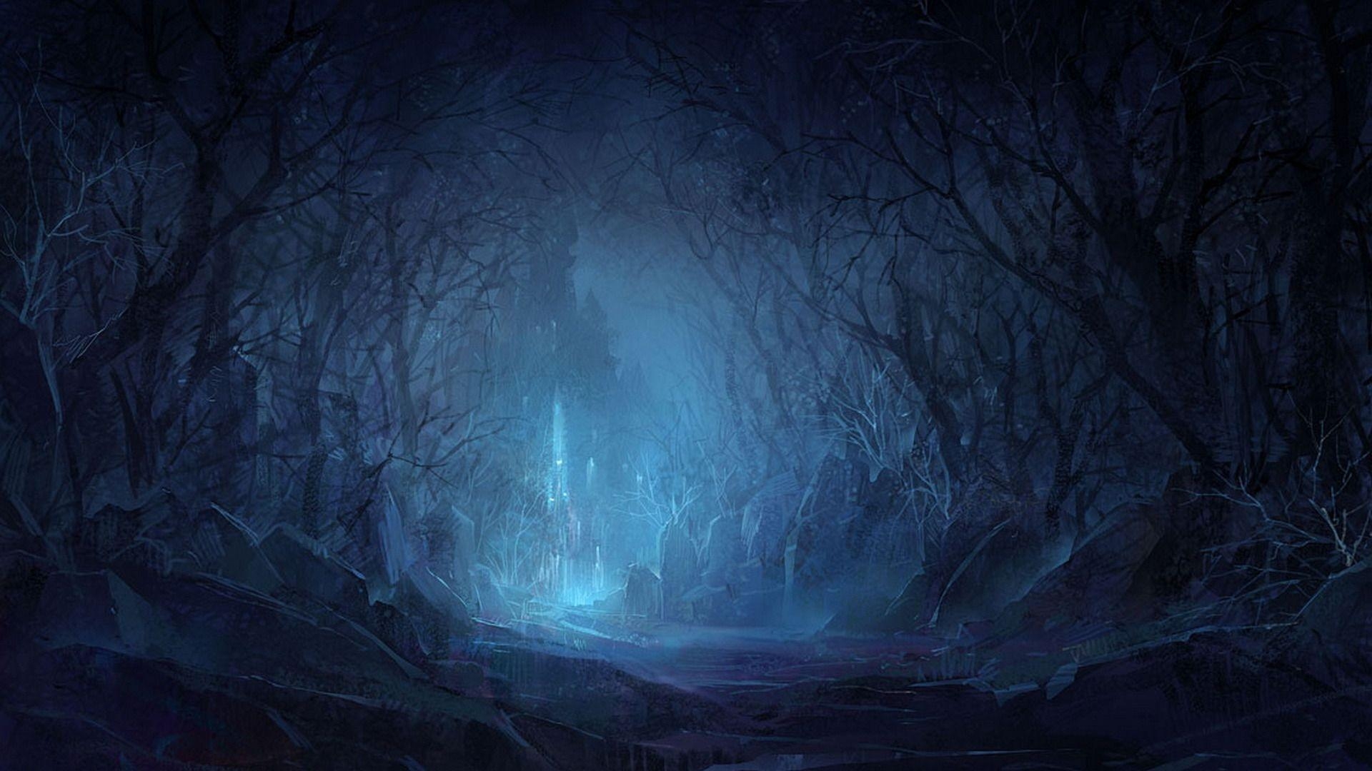 1920x1080 Dark Blue Wallpaper X Wallpaper Dark Forest And Blue X, Desktop