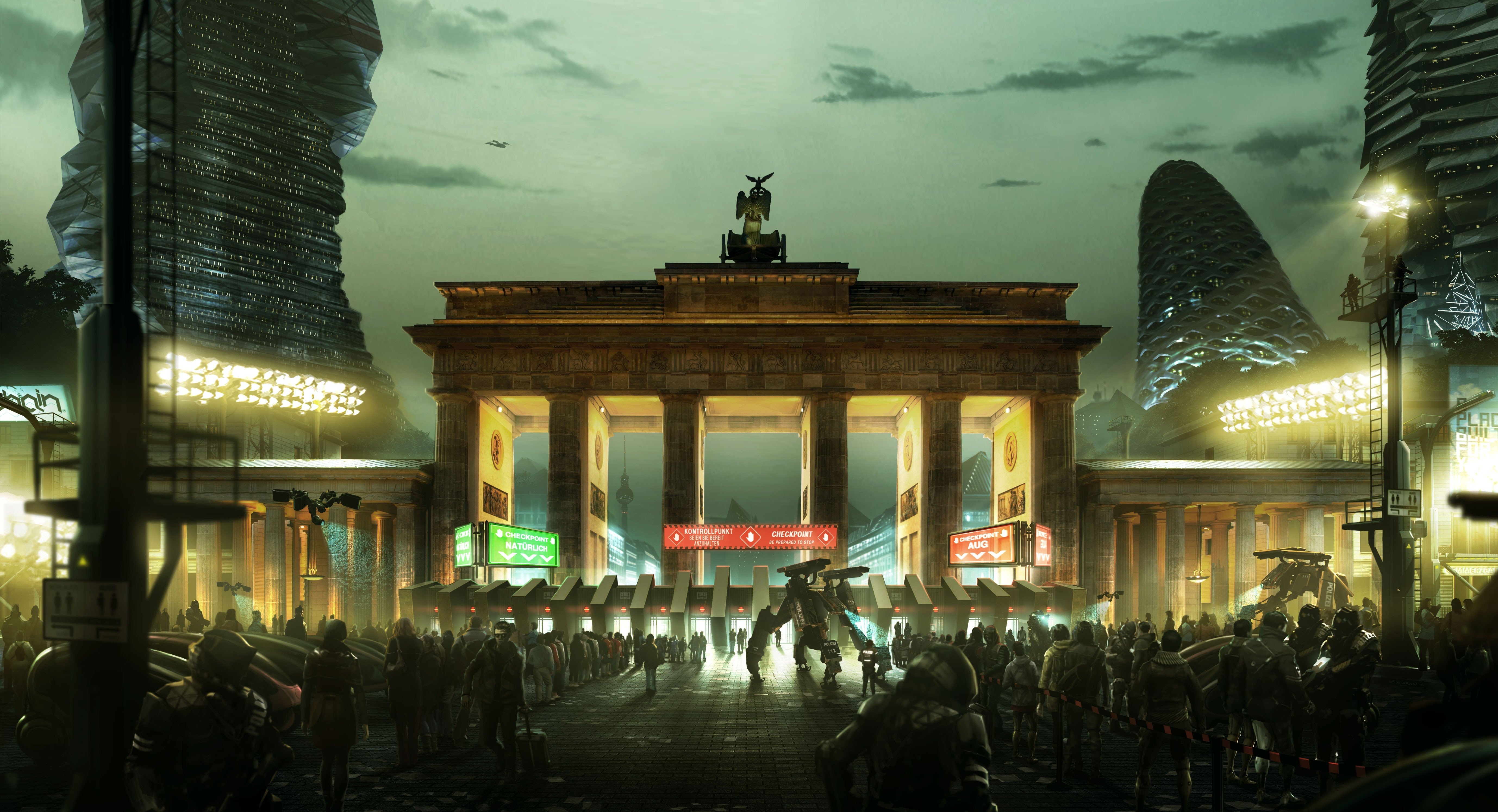 5520x2990 deus ex mankind divided video games brandenburg gate deus ex, Desktop