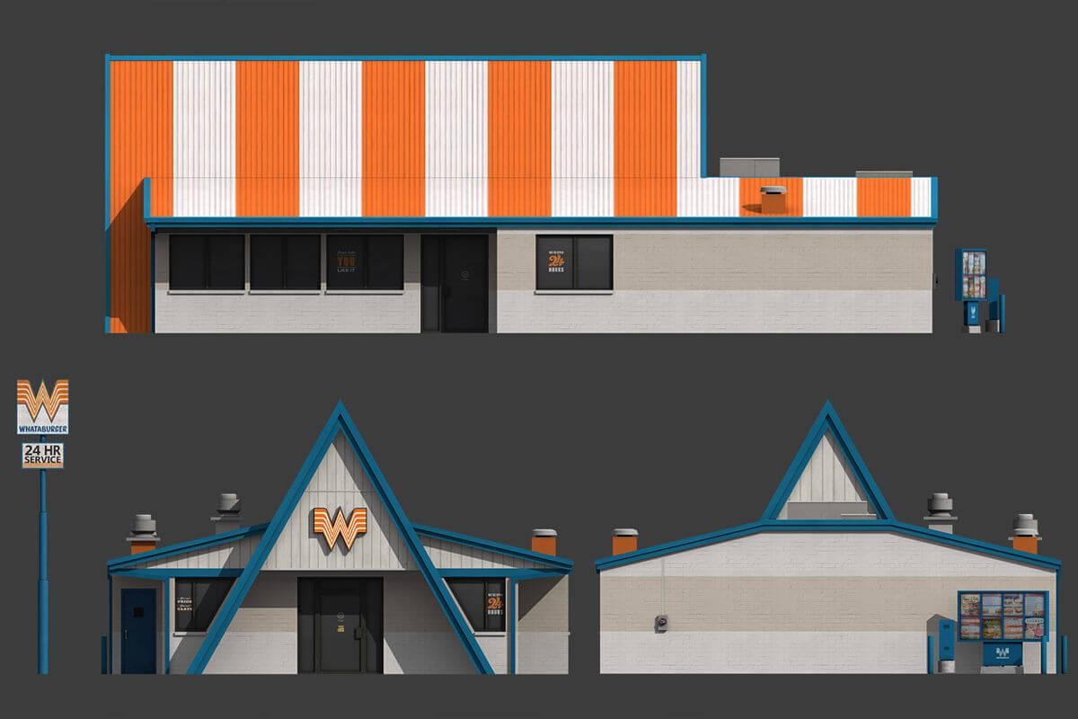 1200x800 Whataburger Restaurant 3D Model, Desktop